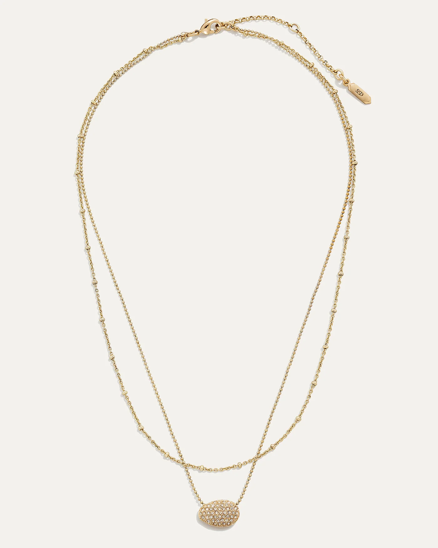 Ulani Look of Layered Necklace with Pave Nugget Pendant