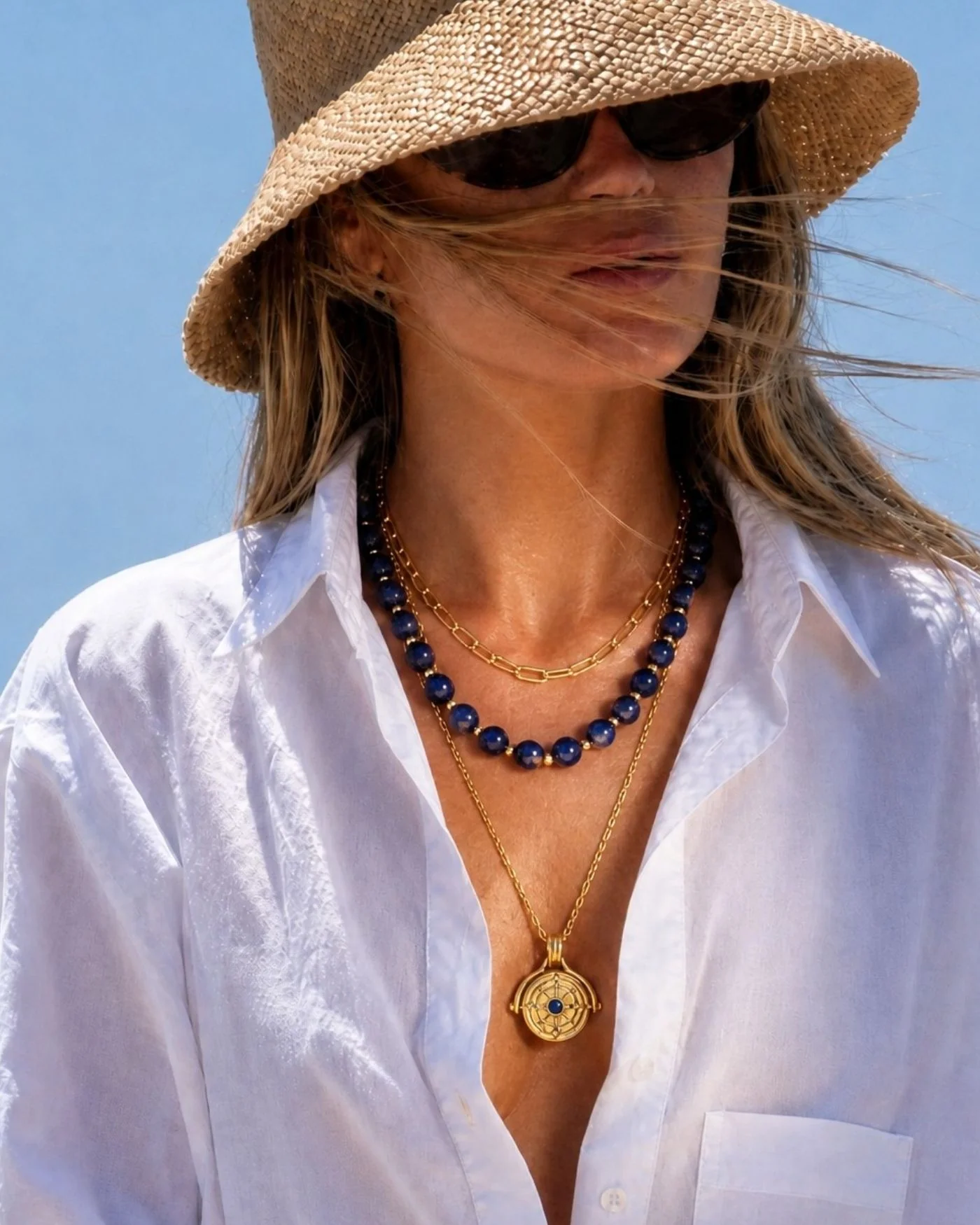North Star Spinner Necklace with Reversible Compass Pendant