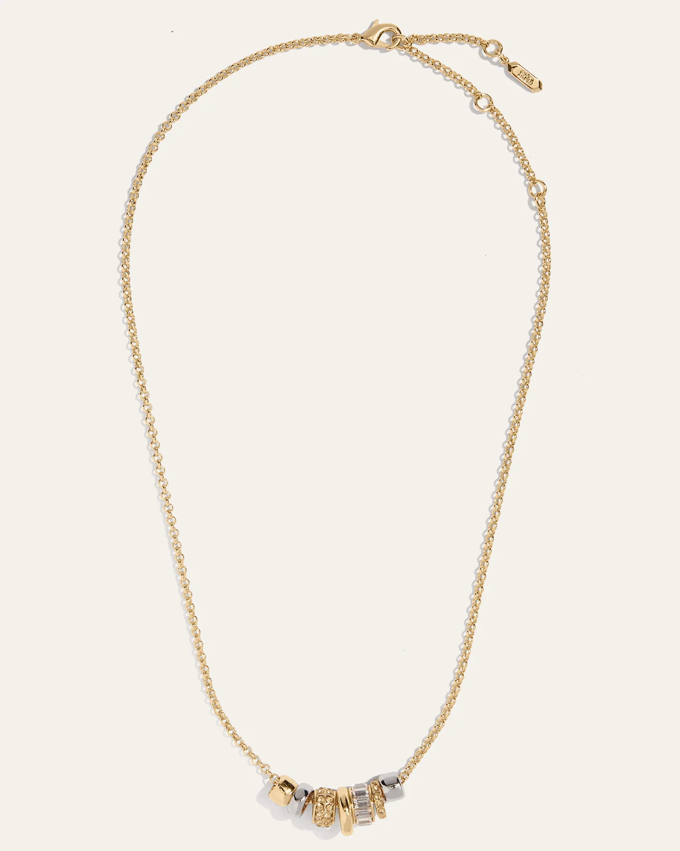 Mixed Metal Rondelle Necklace with Adjustable 16 to 19 Inch Chain