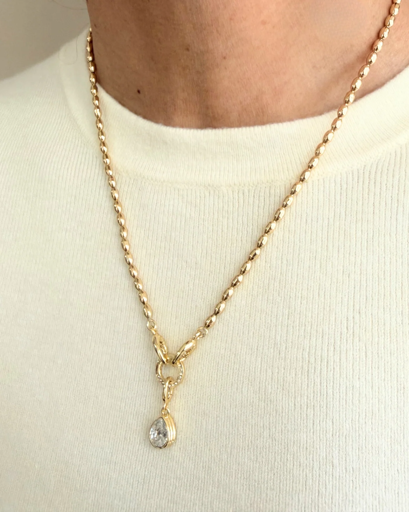 Joie Gold Layering Necklace with Charm Keeper