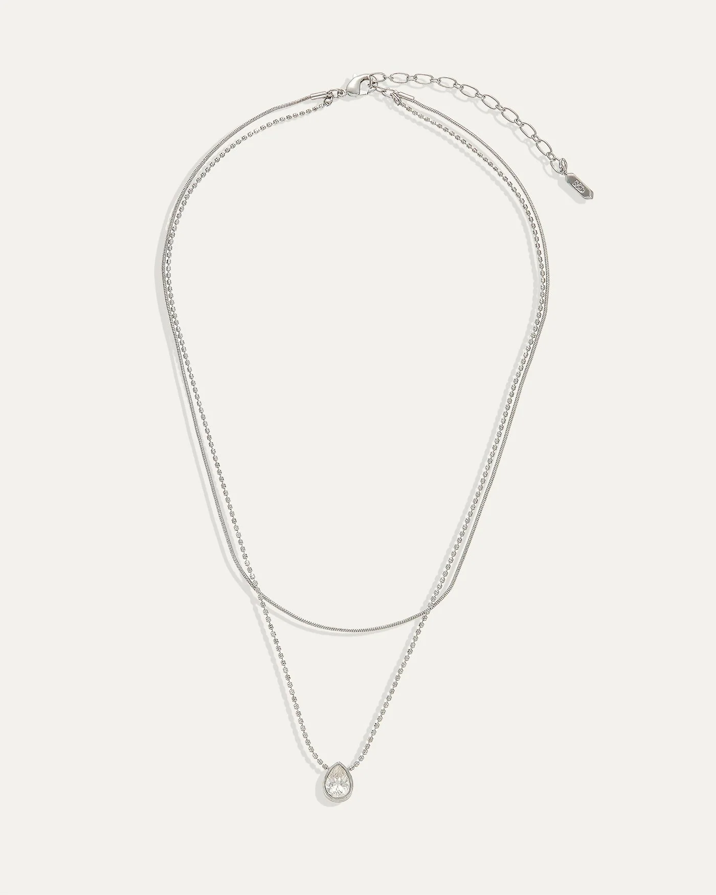 Elisa Pre-Layered Reversible Necklace in Silver with Pear Pendant