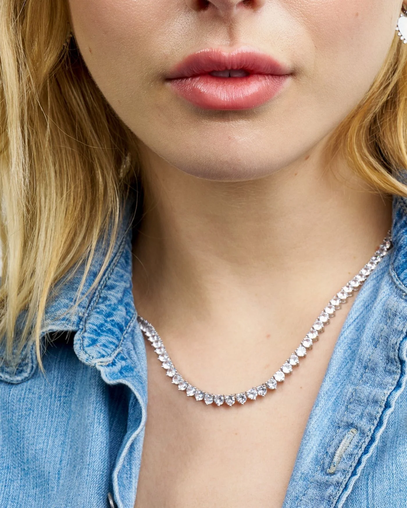 Inheritance Tennis Necklace in Silver with Simulated Diamonds