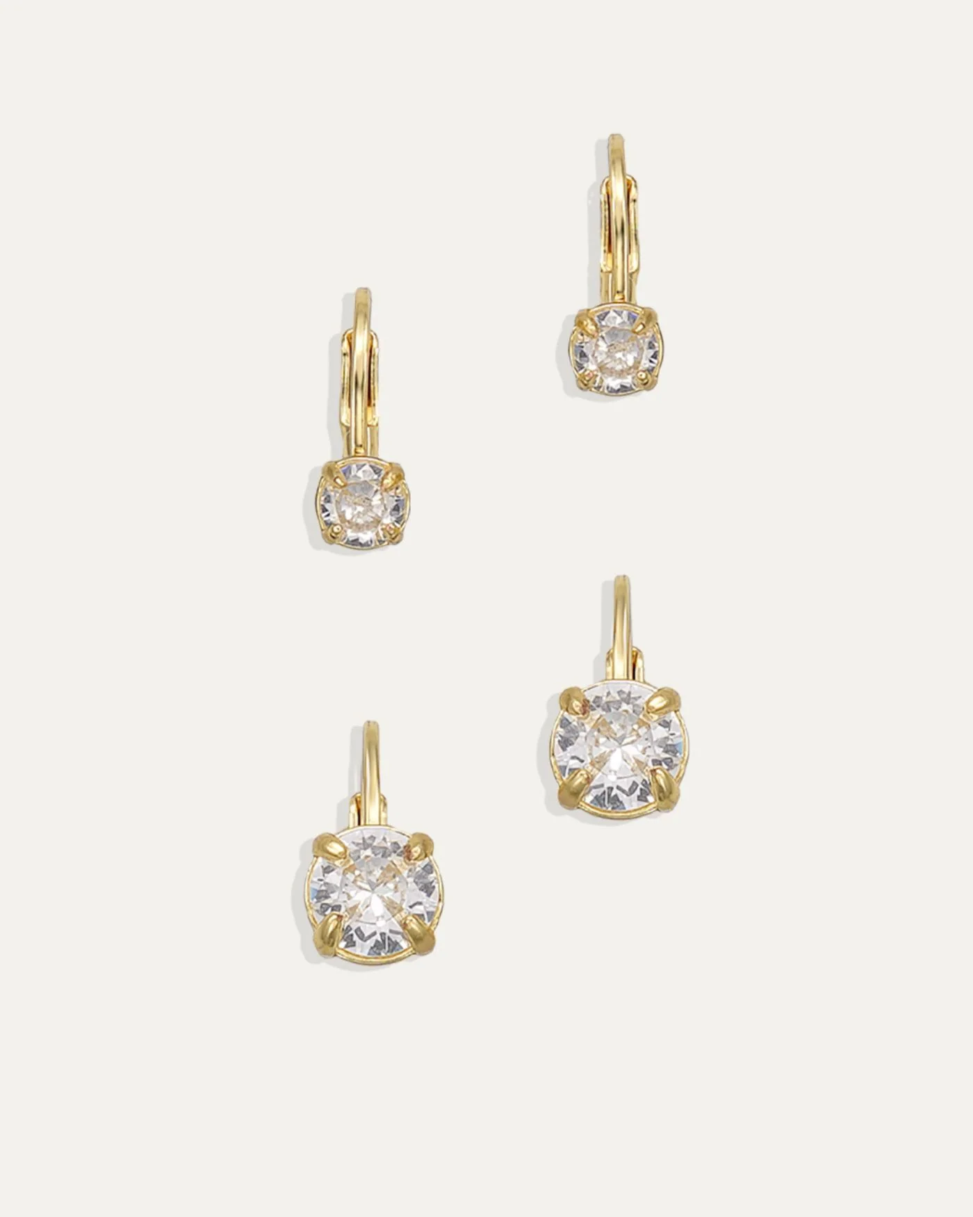 Diamond Fringe Earring Set with Two Pairs of Simulated Diamond Studs