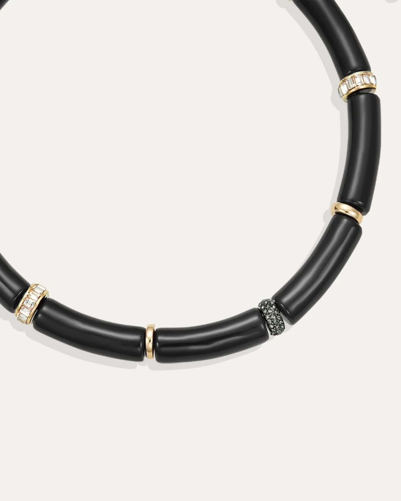 Diana Collar Necklace in Black Resin with Mixed Rondelle Accents
