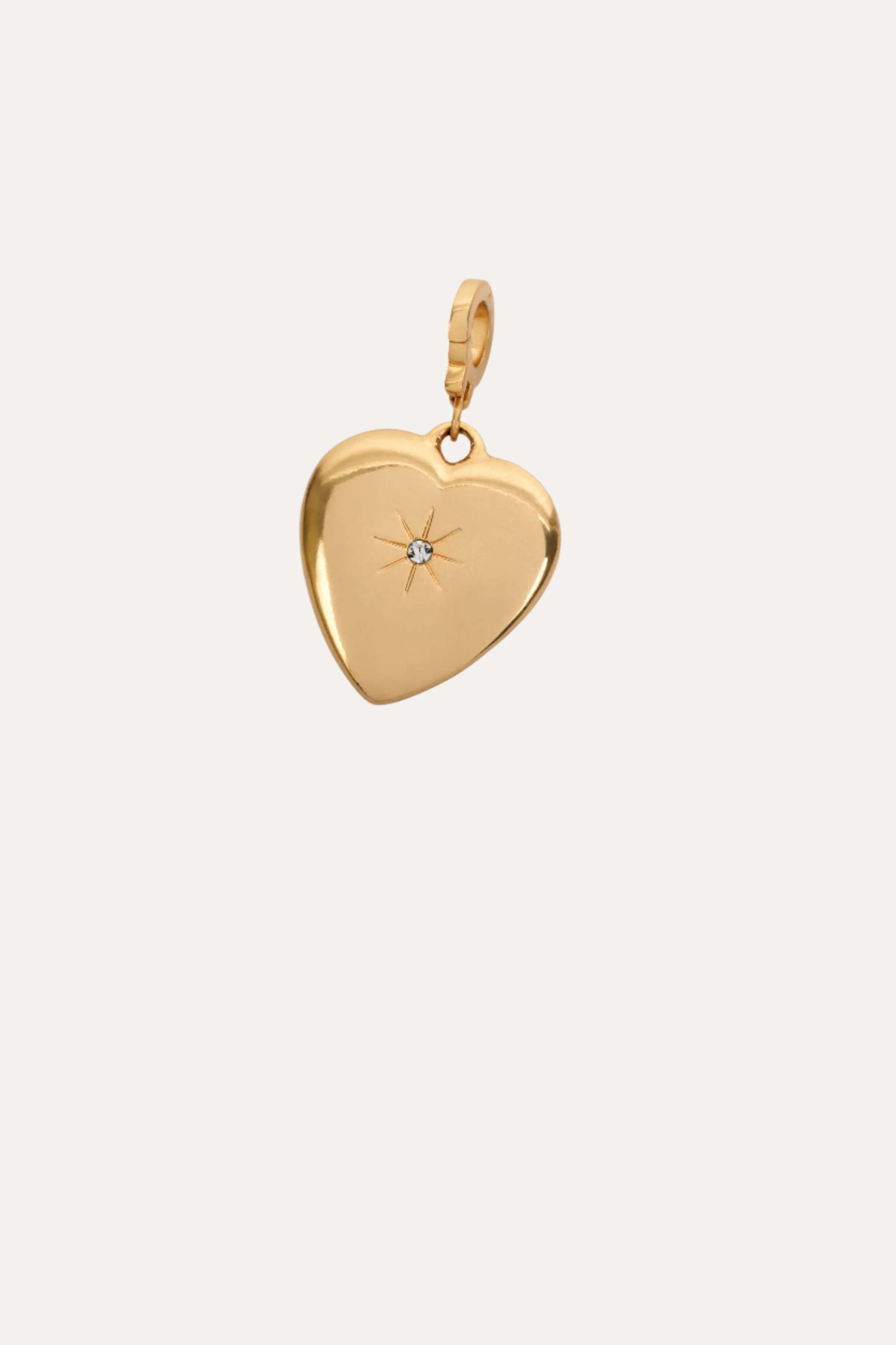 Solid Heart Tatum Charm in Gold-Dipped Brass for Any Necklace