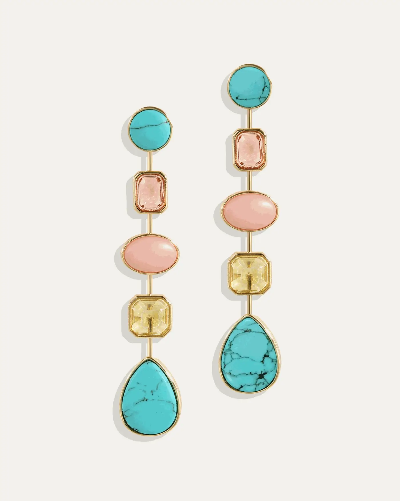 Naomie Convertible Statement Earrings with Turquoise and Citrine-Hued Stones
