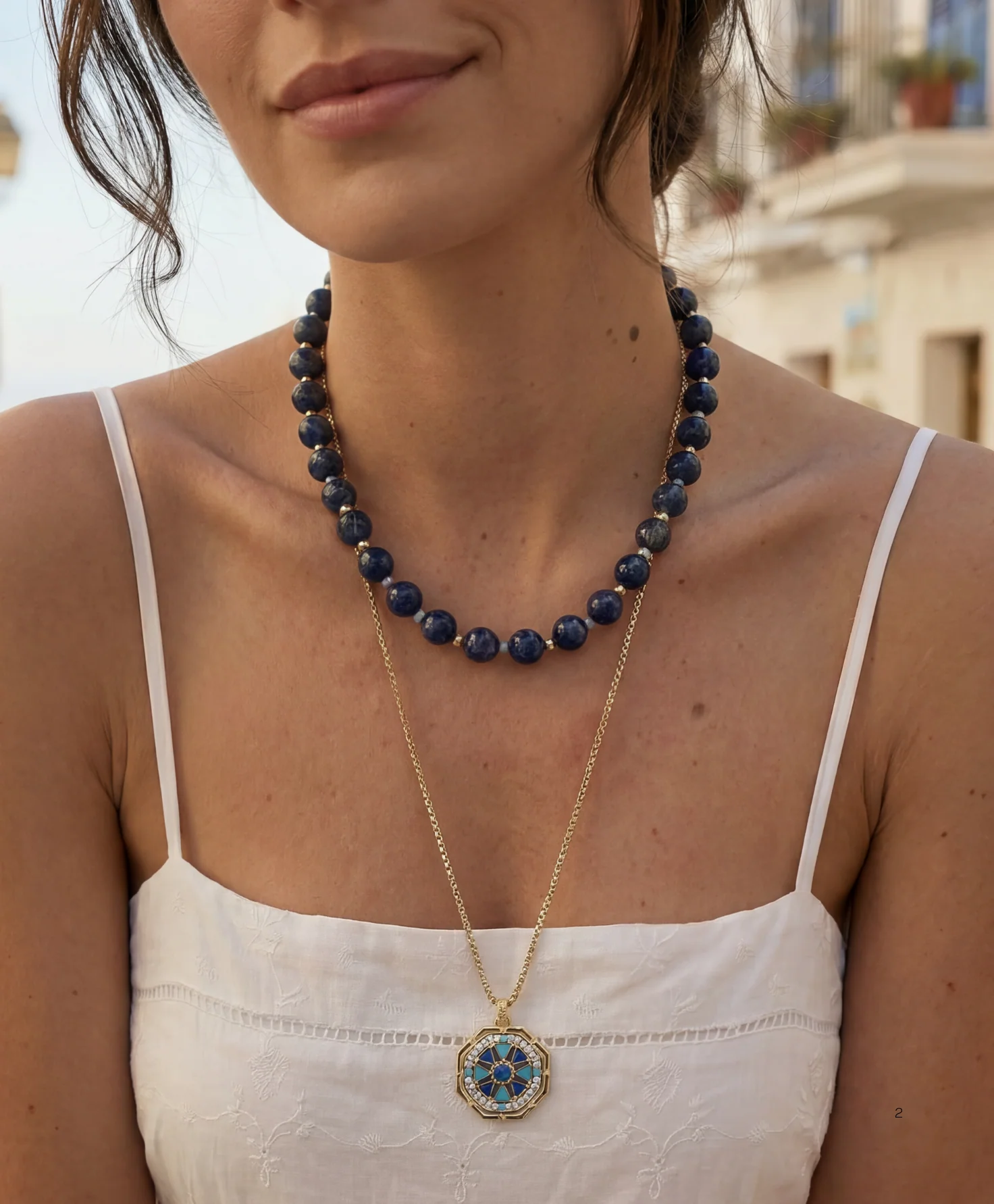 Capri Reversible Pendant Necklace with Multi-Color Stone Inlay