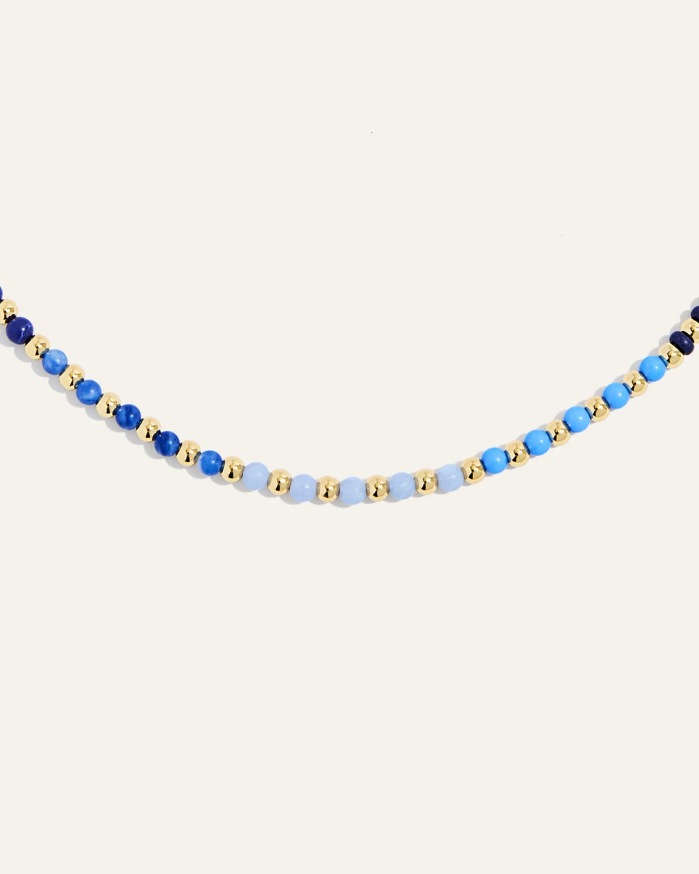Kate Gemstone Necklace in Blue with Lapis Beads and Gold Accents