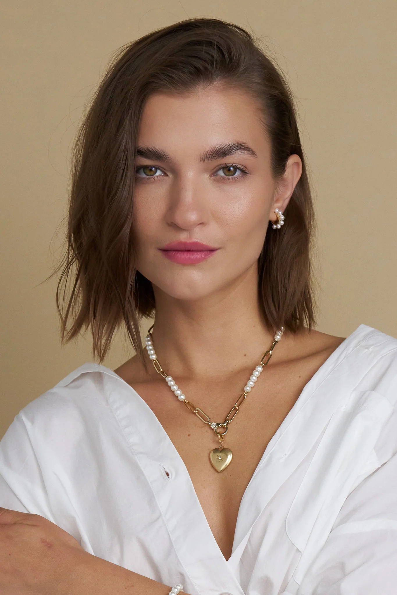 Solid Heart Tatum Charm in Gold-Dipped Brass for Any Necklace
