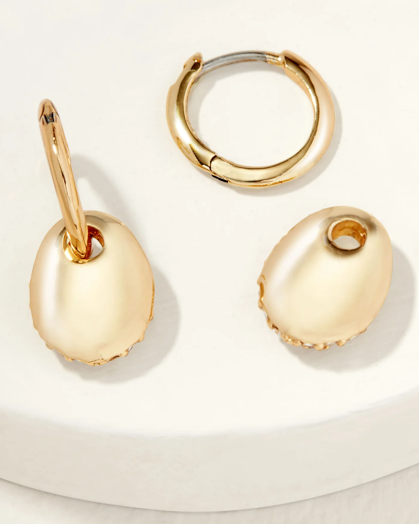 Ulani Reversible Drop Huggie Earrings with Pavé Charm