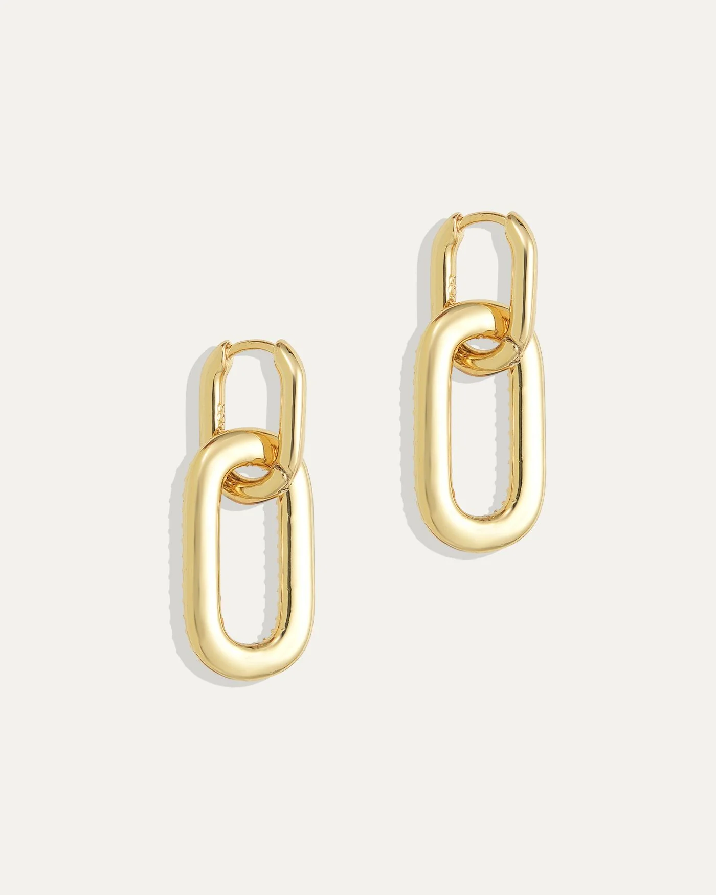 Reversible Pavé Link Earrings in Gold or Silver