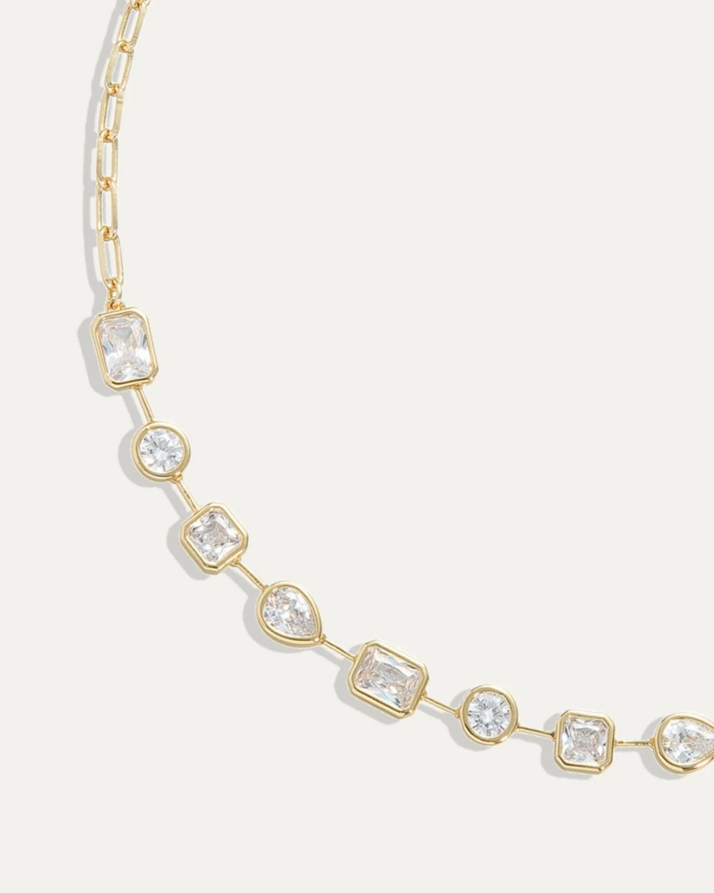 Naomie Paperclip Tennis Necklace in 12k Gold-Plated Brass