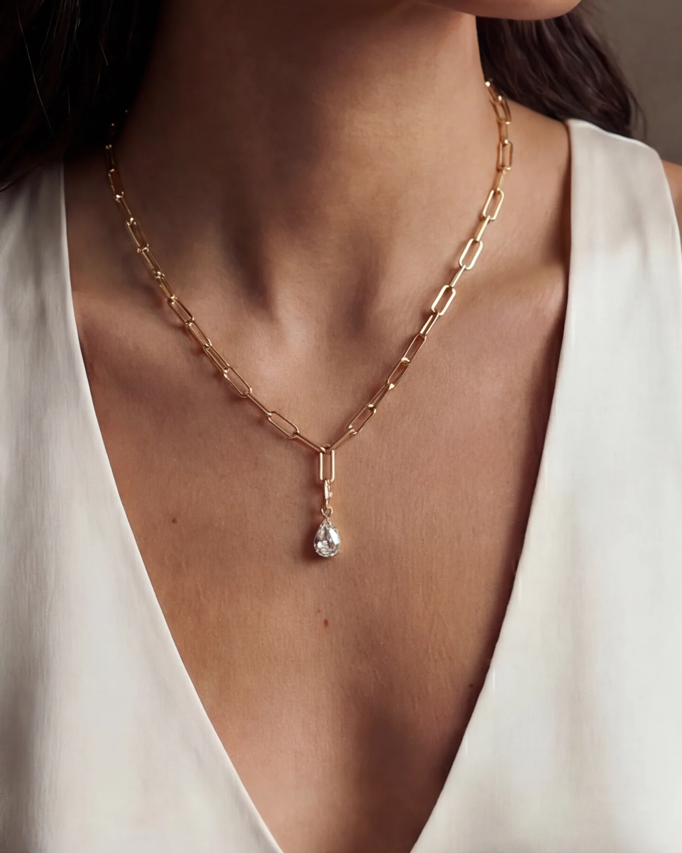 Elisa Reversible Pear Charm in 12k Gold-Plated Brass
