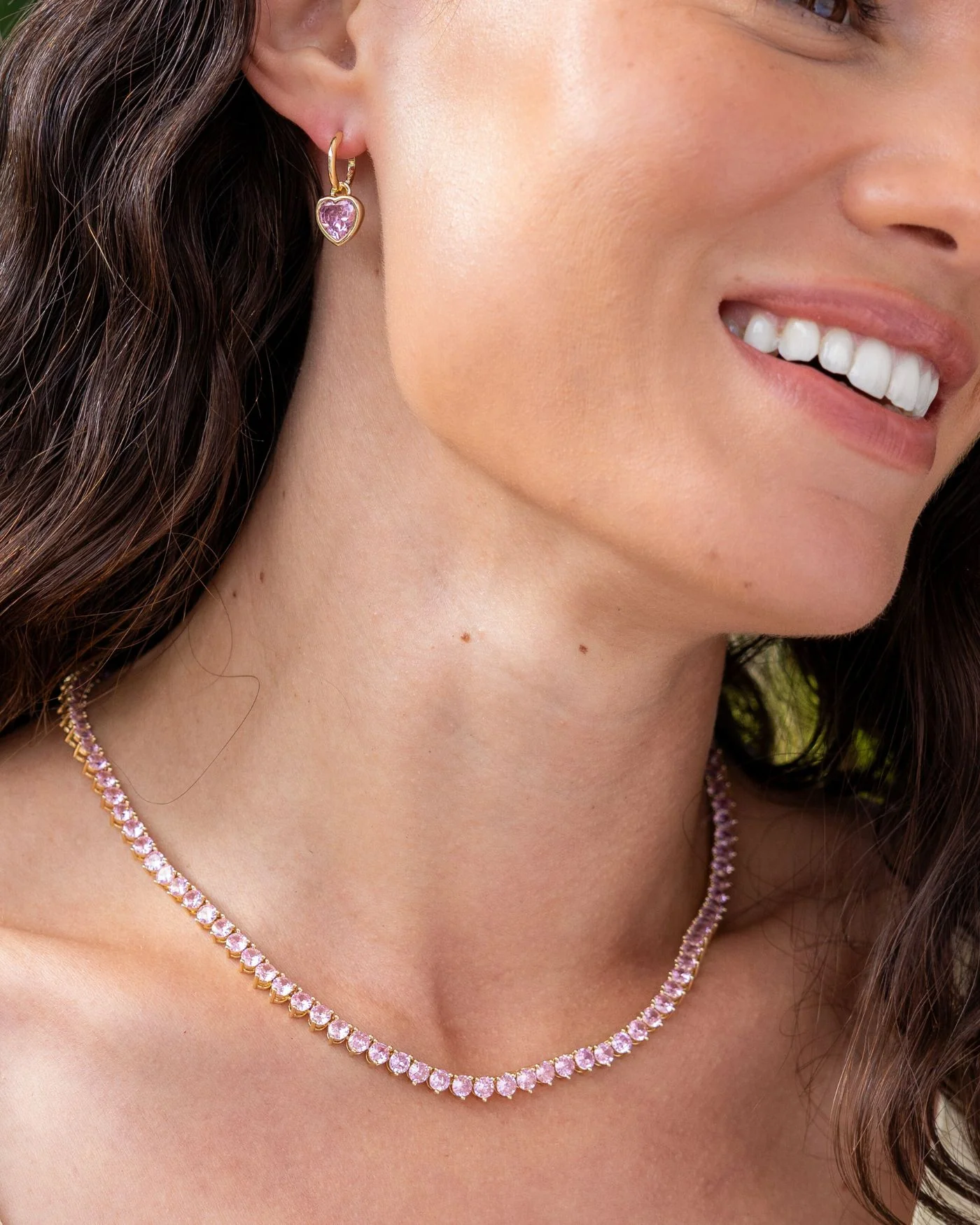 Adjustable Simulated Diamond Tennis Necklace in 12K Gold or Rhodium