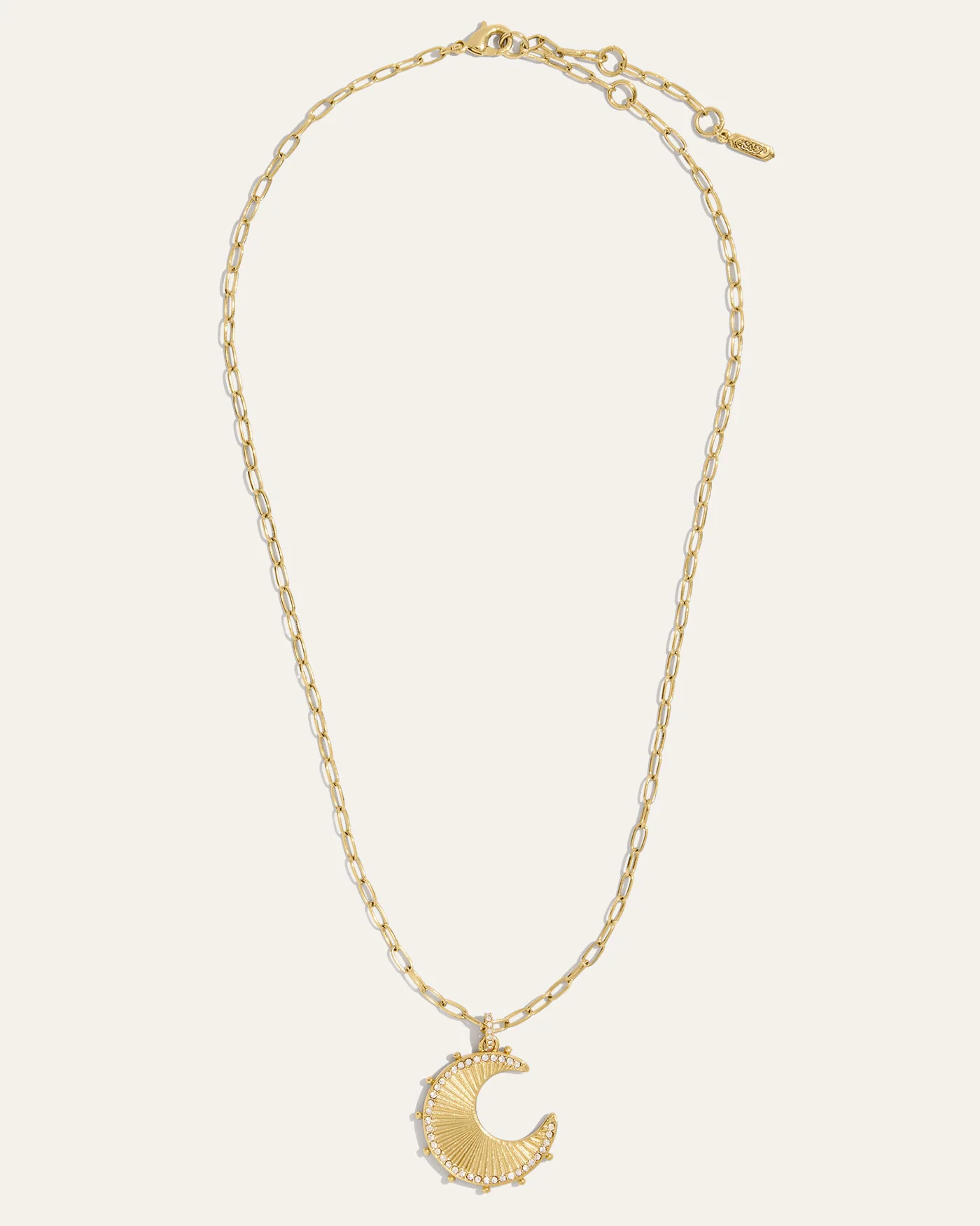 Moon Phases Reversible Charm Necklace with Stone Inlay and Simulated Diamonds