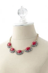 Red Stone Gold Necklace with a Single Red Centre Stone