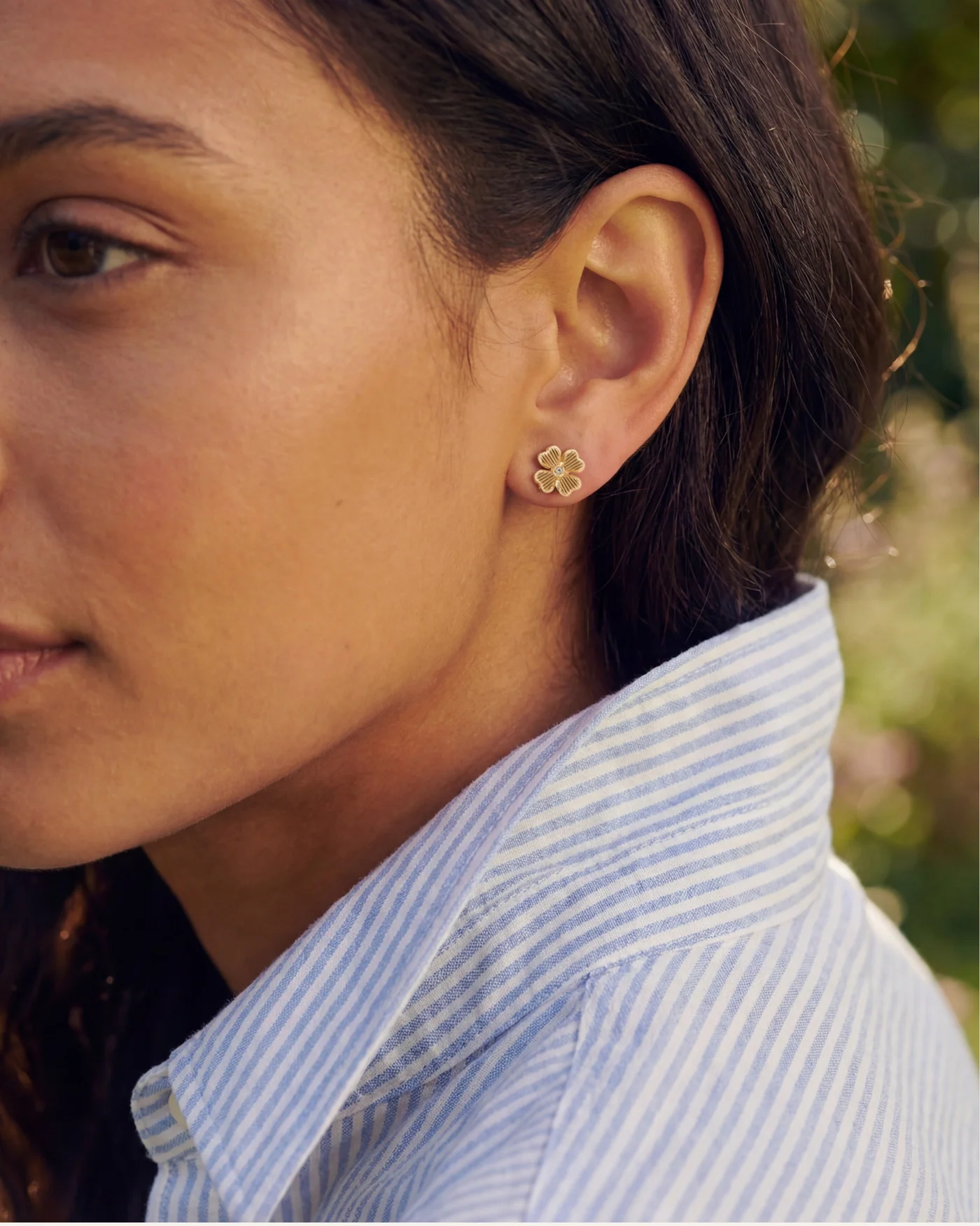 Lucky Hearts Stud Earrings with Clear Crystal Center
