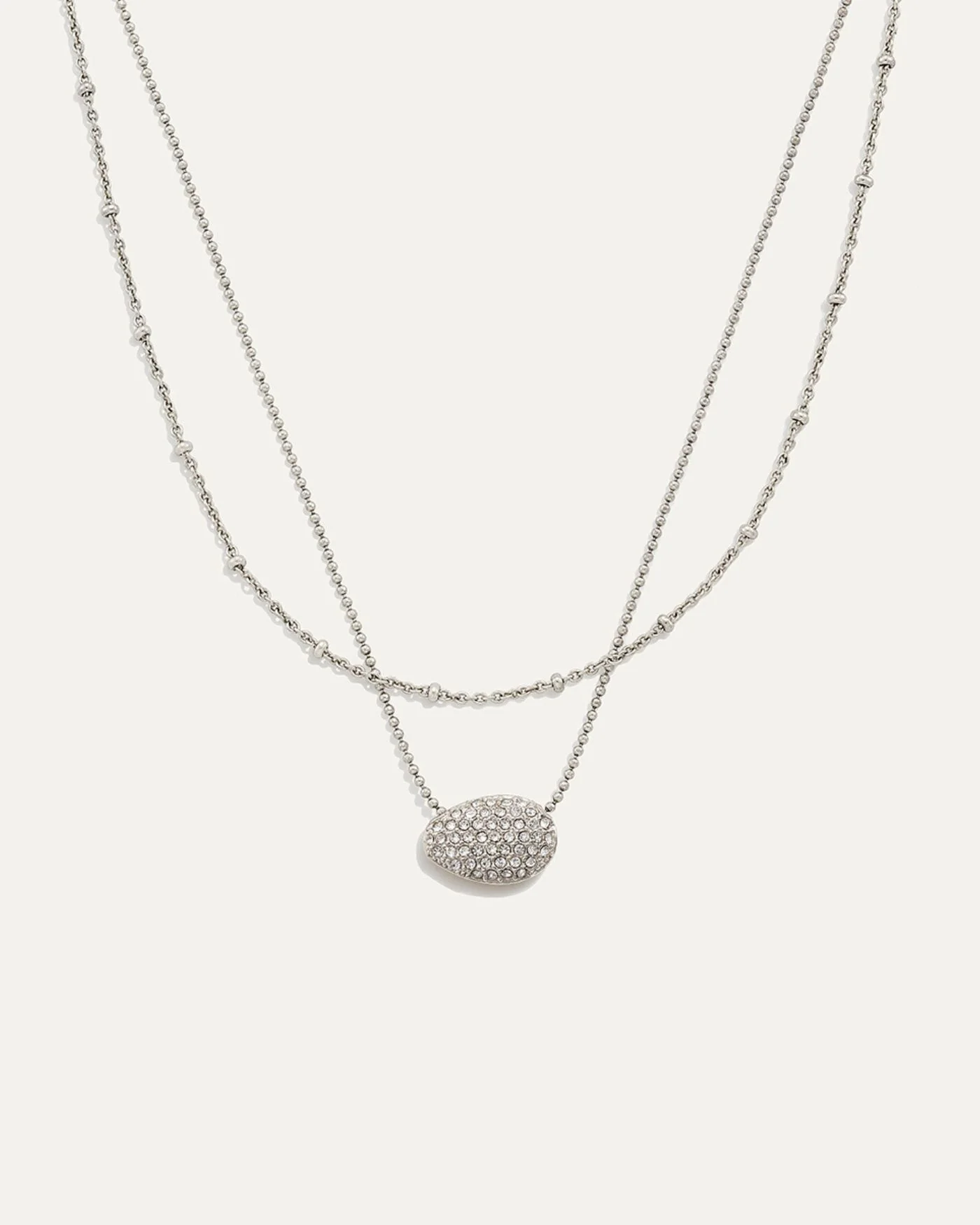 Ulani Layering-Optik-Halskette in Silber mit Pavé-Anhänger