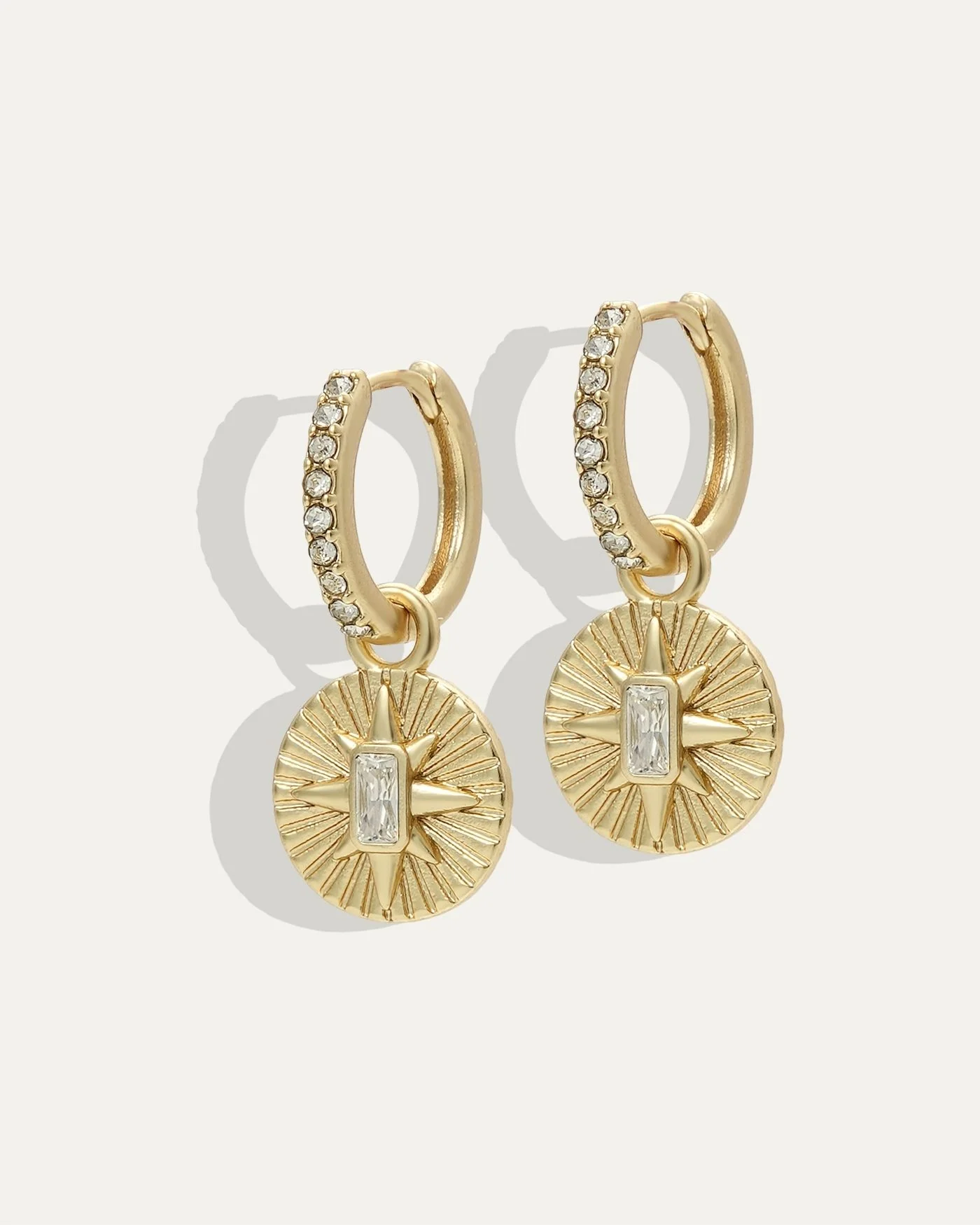 North Star Huggie Hoop Earrings in 12k Gold-Plated Brass
