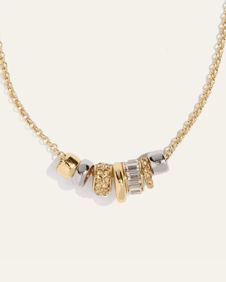 Mixed Metal Rondelle Necklace with Adjustable 16 to 19 Inch Chain