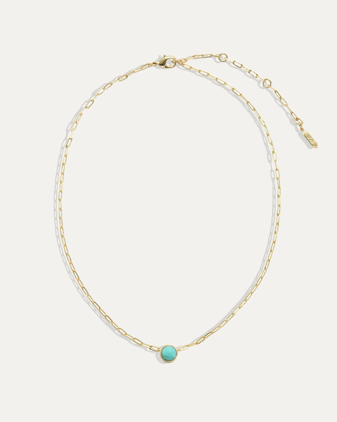 Ava Paperclip Necklace in Turquoise with Gold-Plated Brass Chain