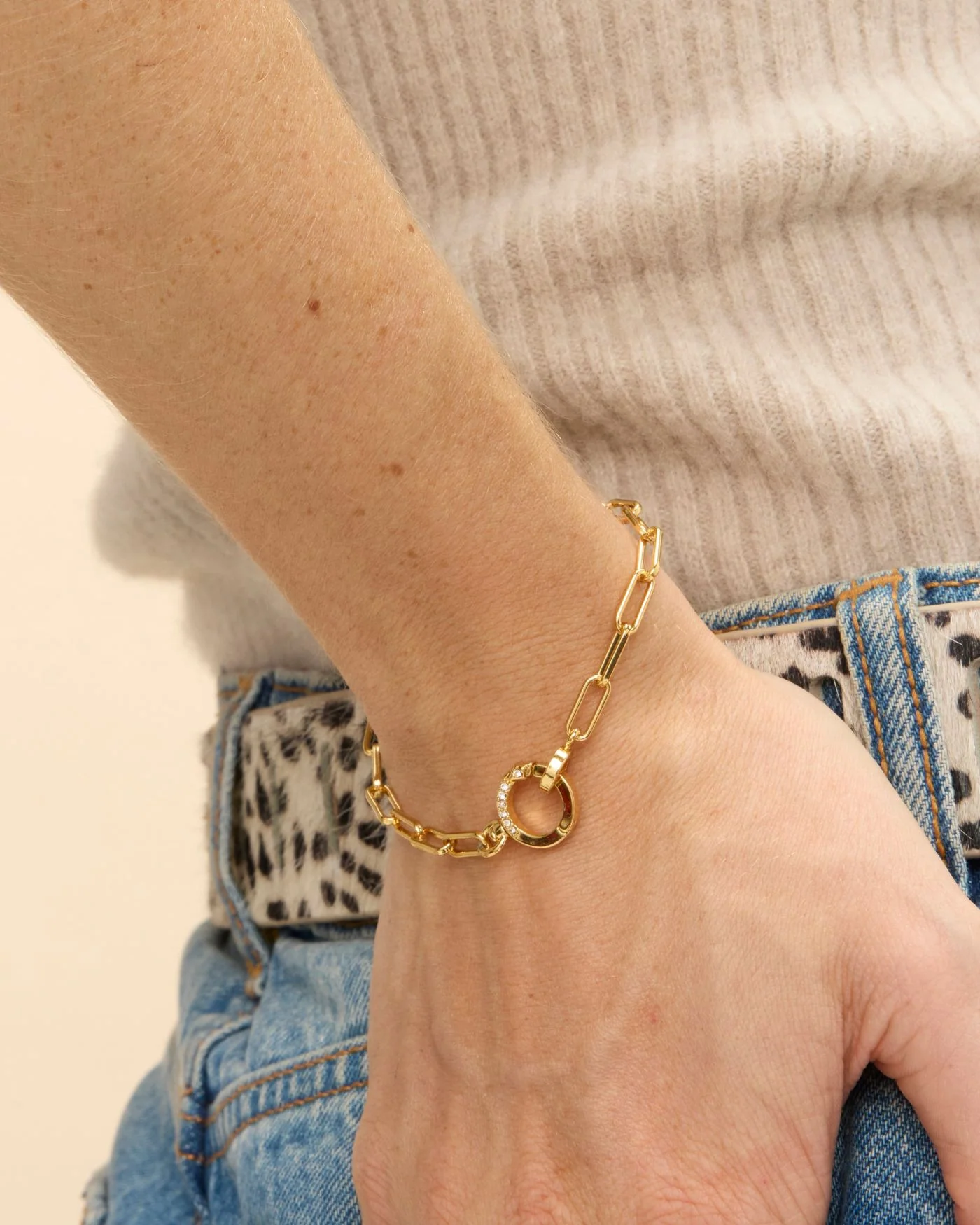 Tatum Link Bracelet in 10-Karat Gold-Dipped Brass