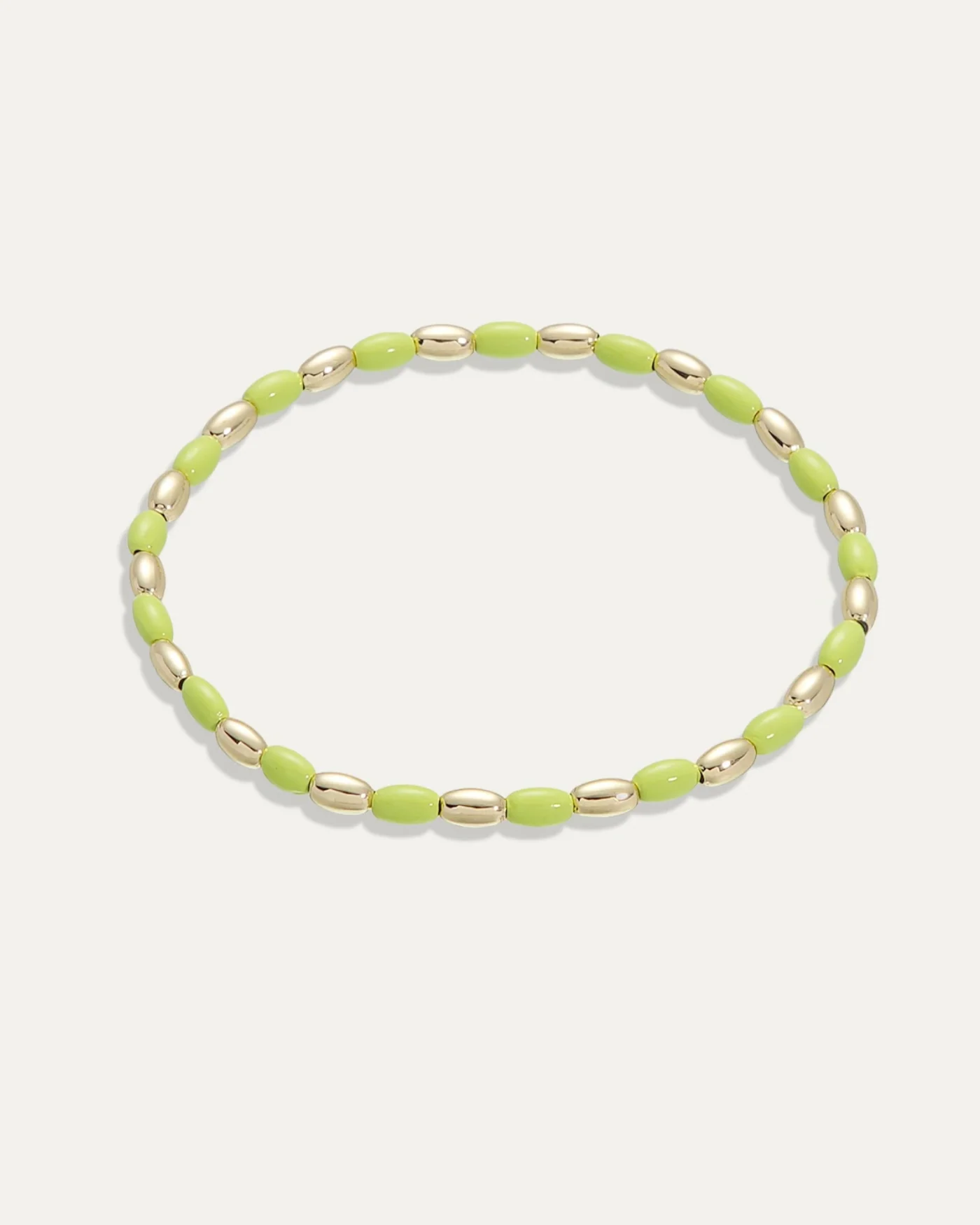 Joie Stretch Bracelet in Lime Enamel and Gold Beads