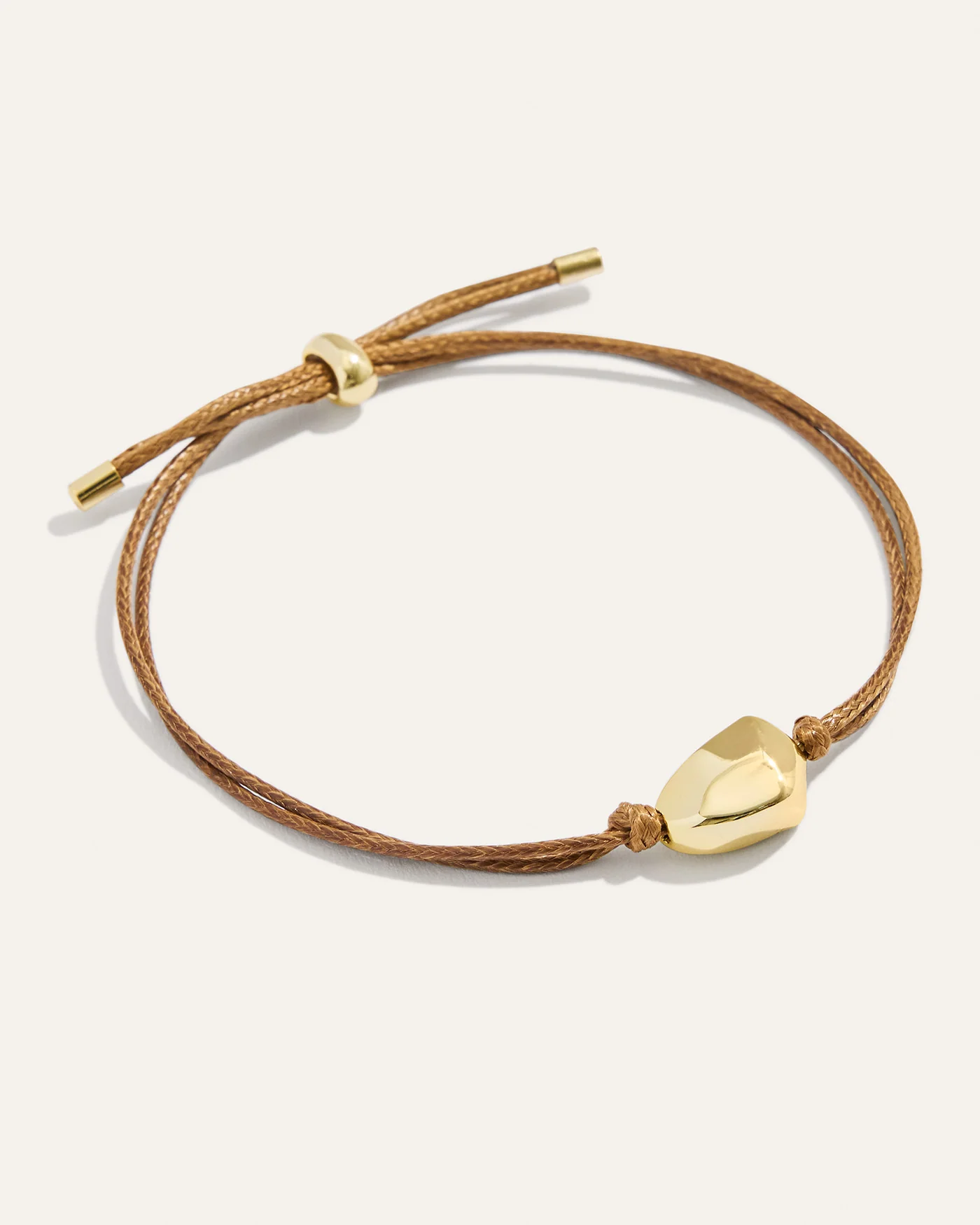 Ulani Adjustable Leather Cord Bracelet with Gold or Silver Nugget