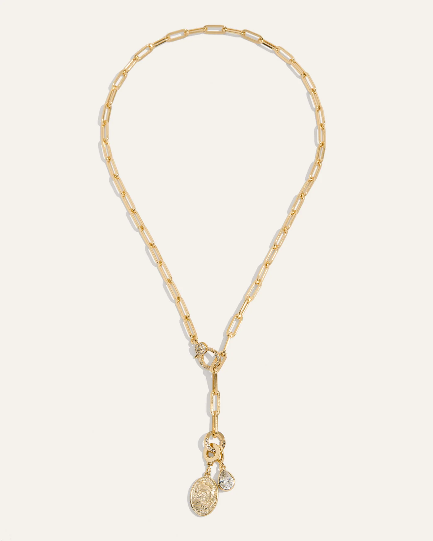 Baby Jane Pavé Lariat Convertible Chain with Simulated Diamond Clasp
