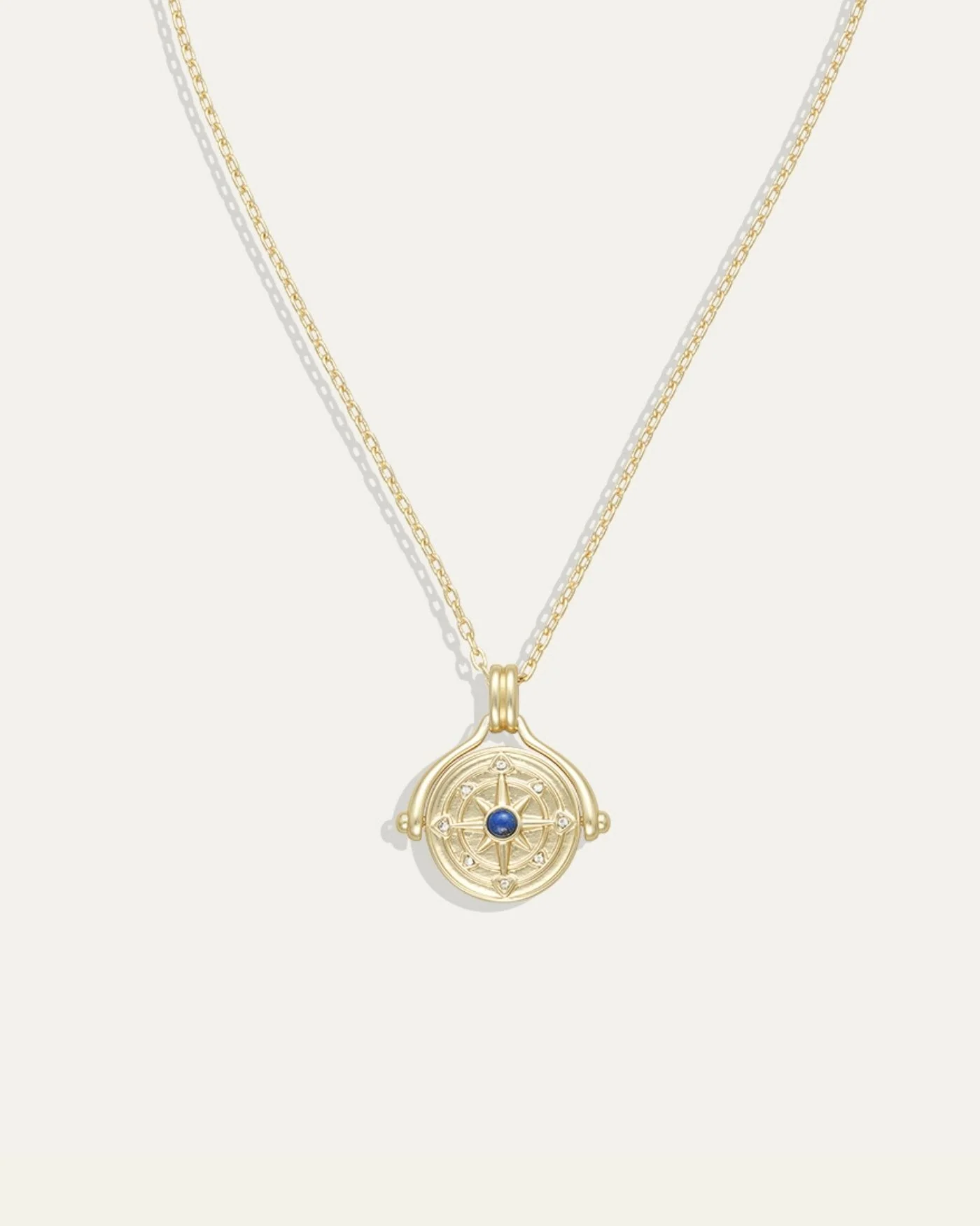 North Star Spinner Necklace with Reversible Compass Pendant