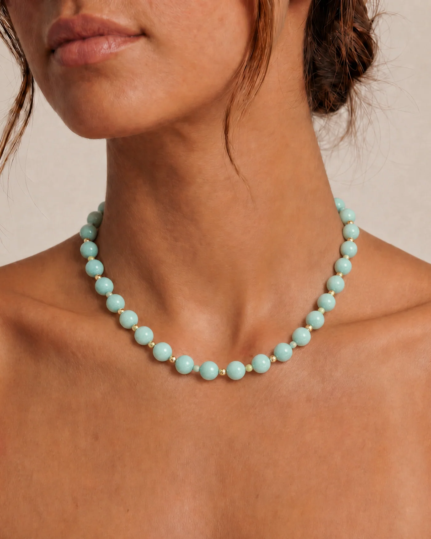 Dot Necklace in Amazonite with Gold-Plated Spacer Beads