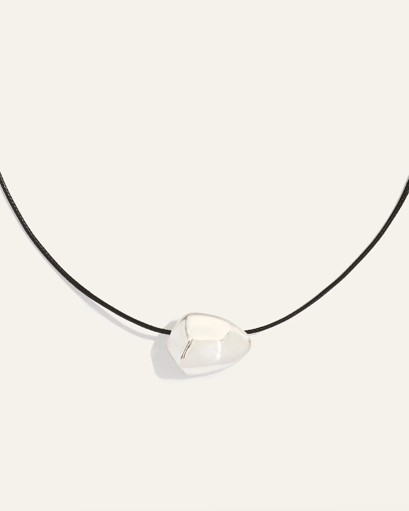 Ulani Leather Cord Necklace in Black and Silver