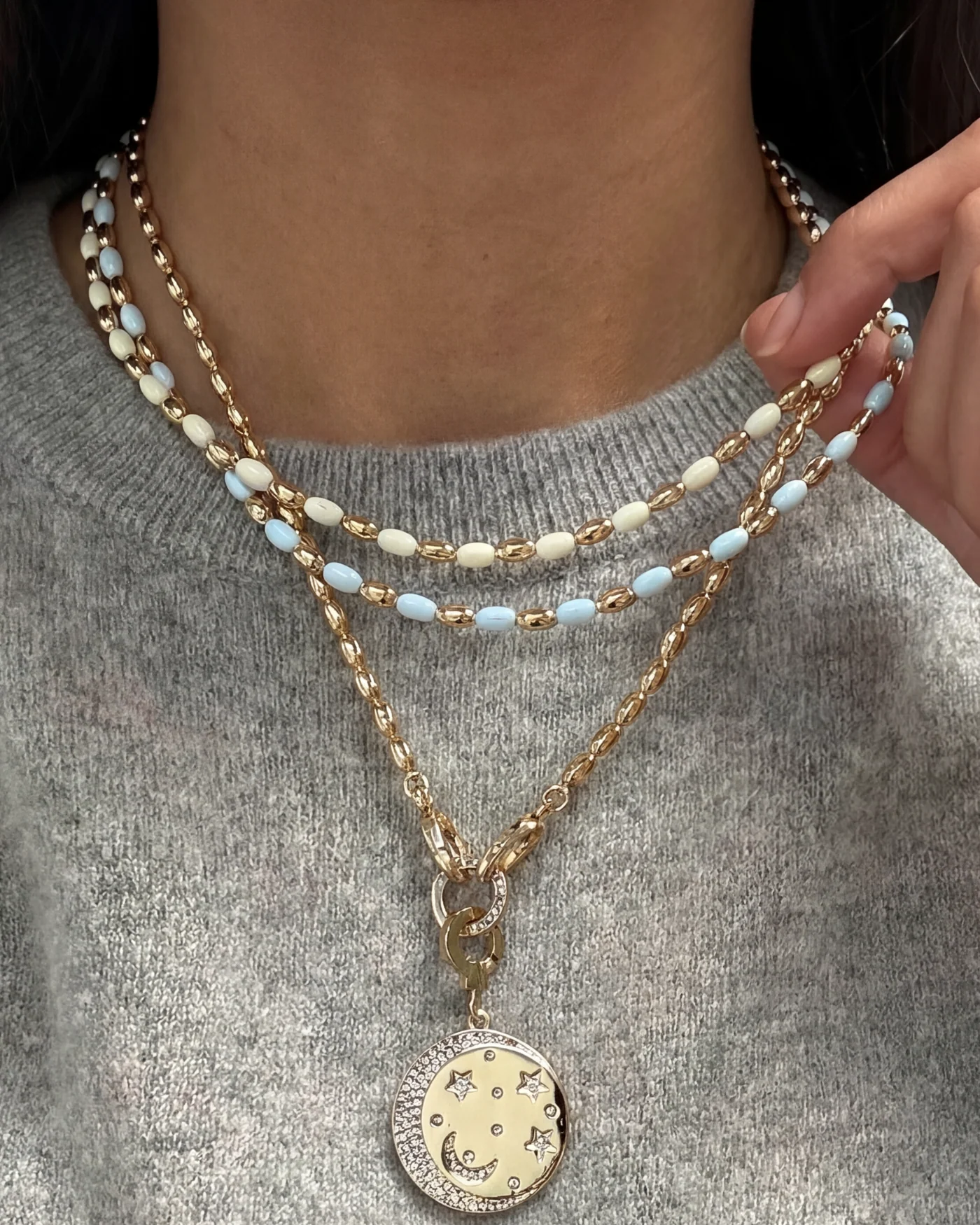 Joie Necklace in Ivory with Hand-Painted Enamel Rice Beads