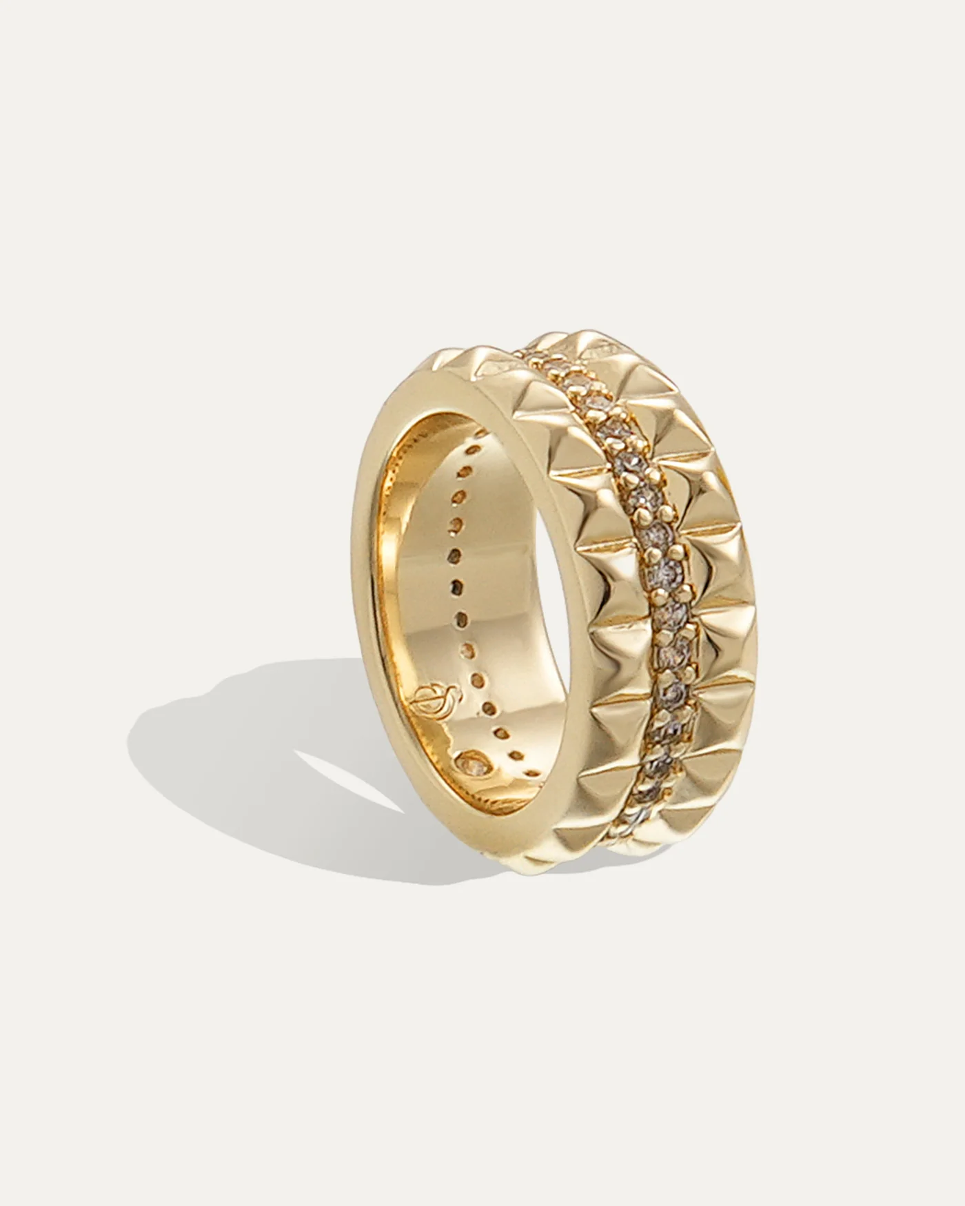 Vivienne Rondelle Charm in 12k Gold-Plated Brass with Pavé Crystals