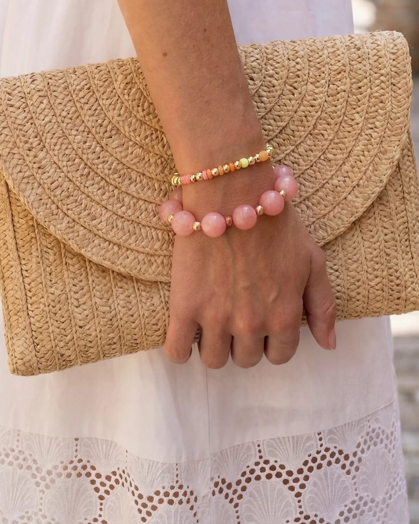 Kate Gemstone Stretch Bracelet in Rainbow Multi Beads