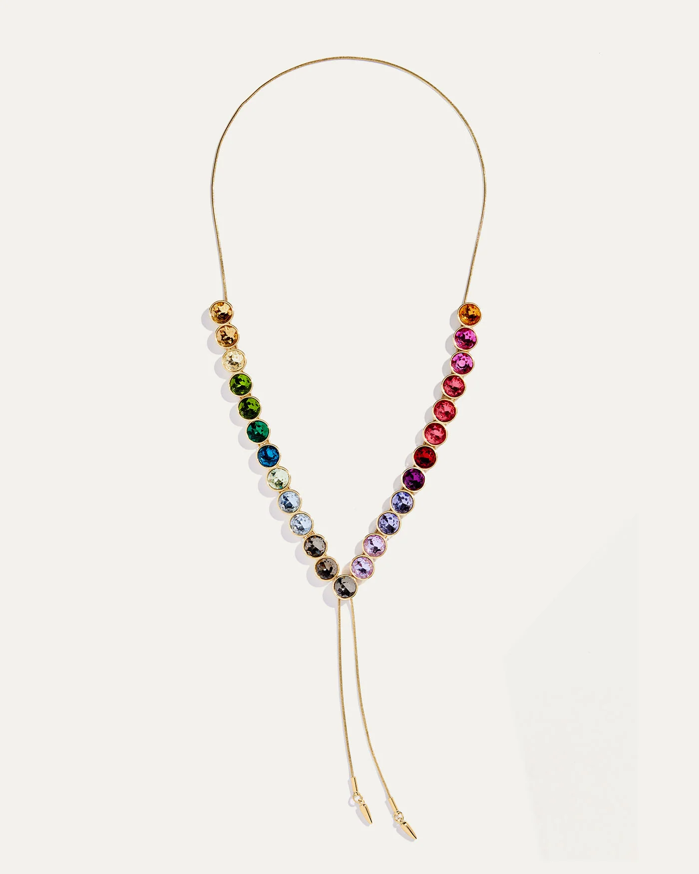 Rainbow Crystal Necklace on 14k Gold-Plated Brass Chain