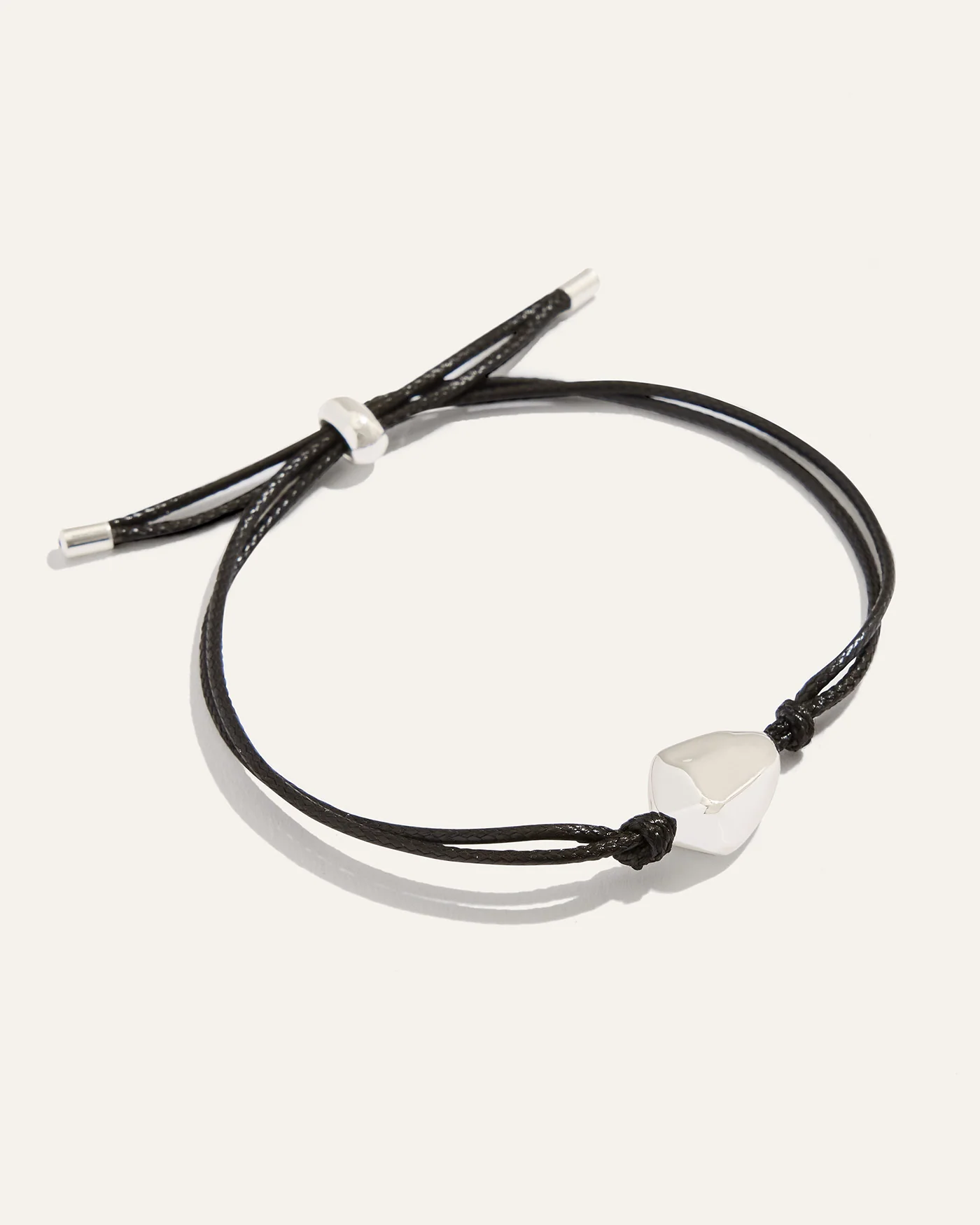 Ulani Leather Cord Bracelet in Black and Silver