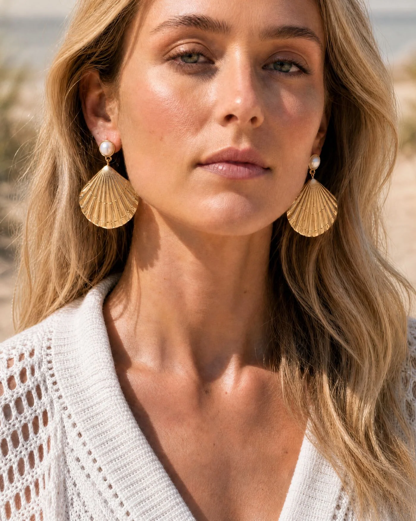 Shell Yeah Statement Earrings with Mother-of-Pearl and Gold Shell Drop
