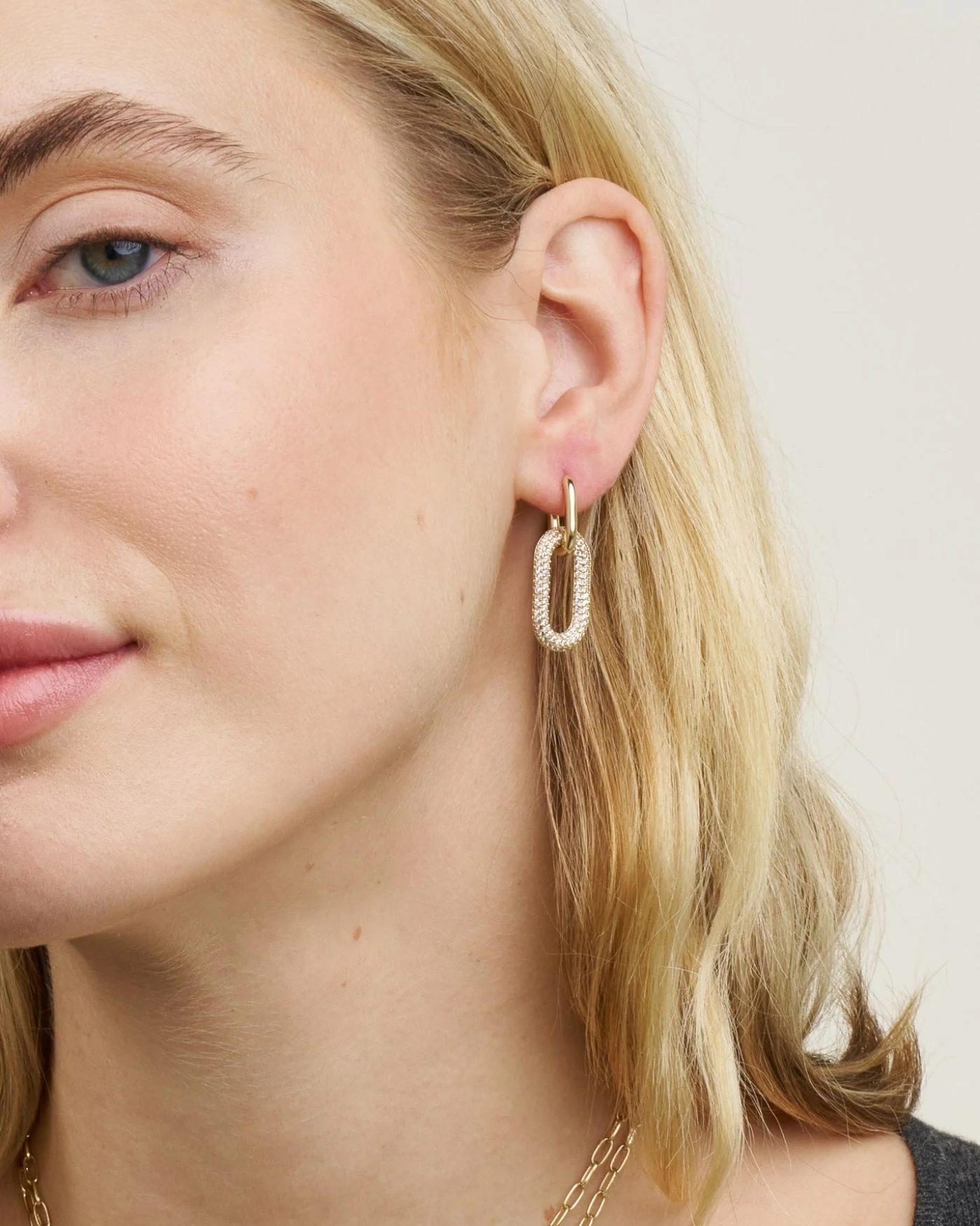 3-in-1 Wendbare Pavé-Hoop-Link-Ohrringe in Silber