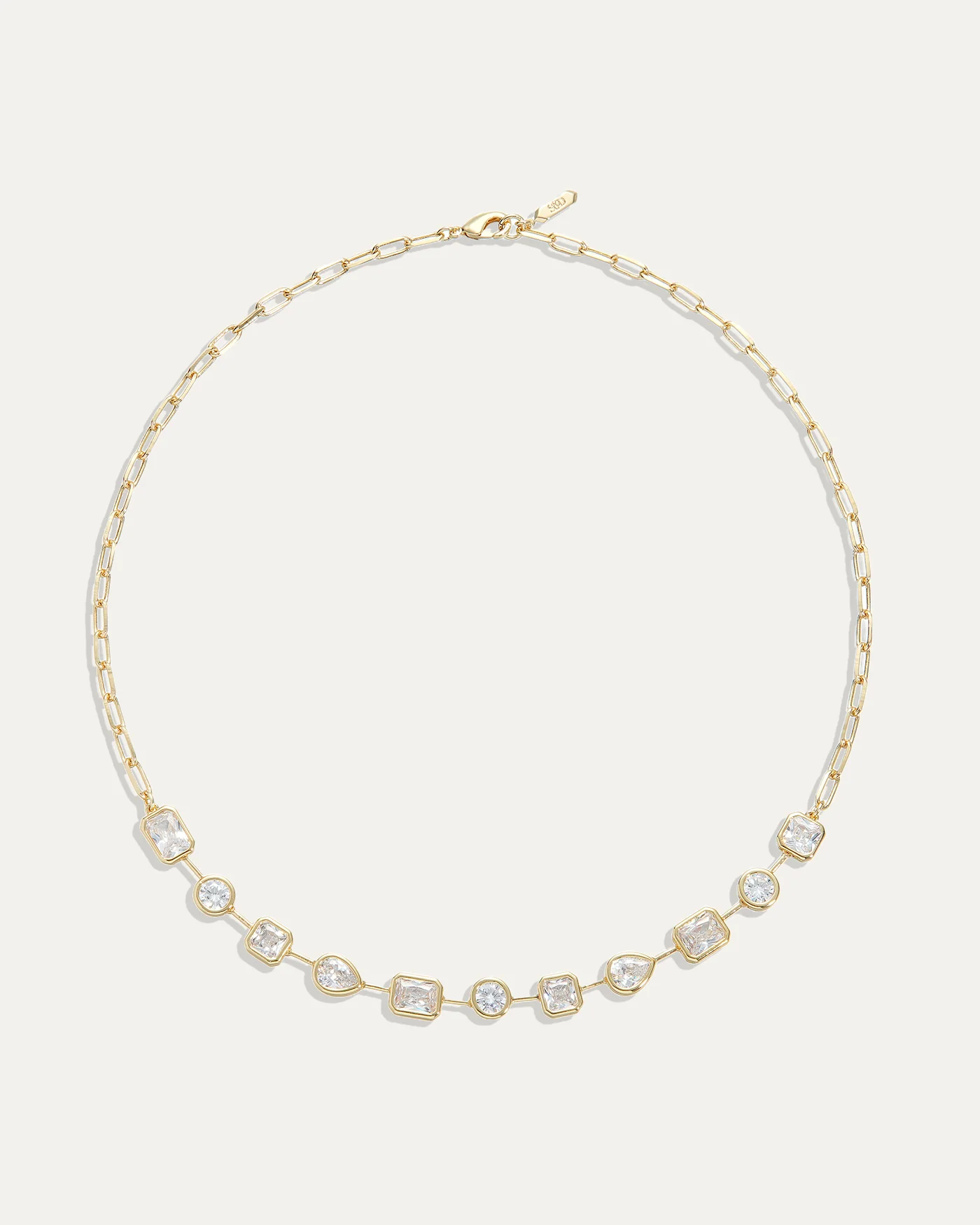 Naomie Paperclip Tennis Necklace in 12k Gold-Plated Brass