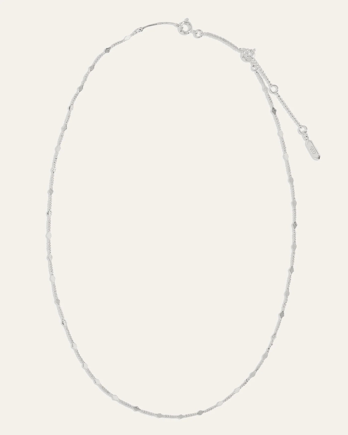 Delicate Adjustable 20" Diamond Chain Necklace in Silver