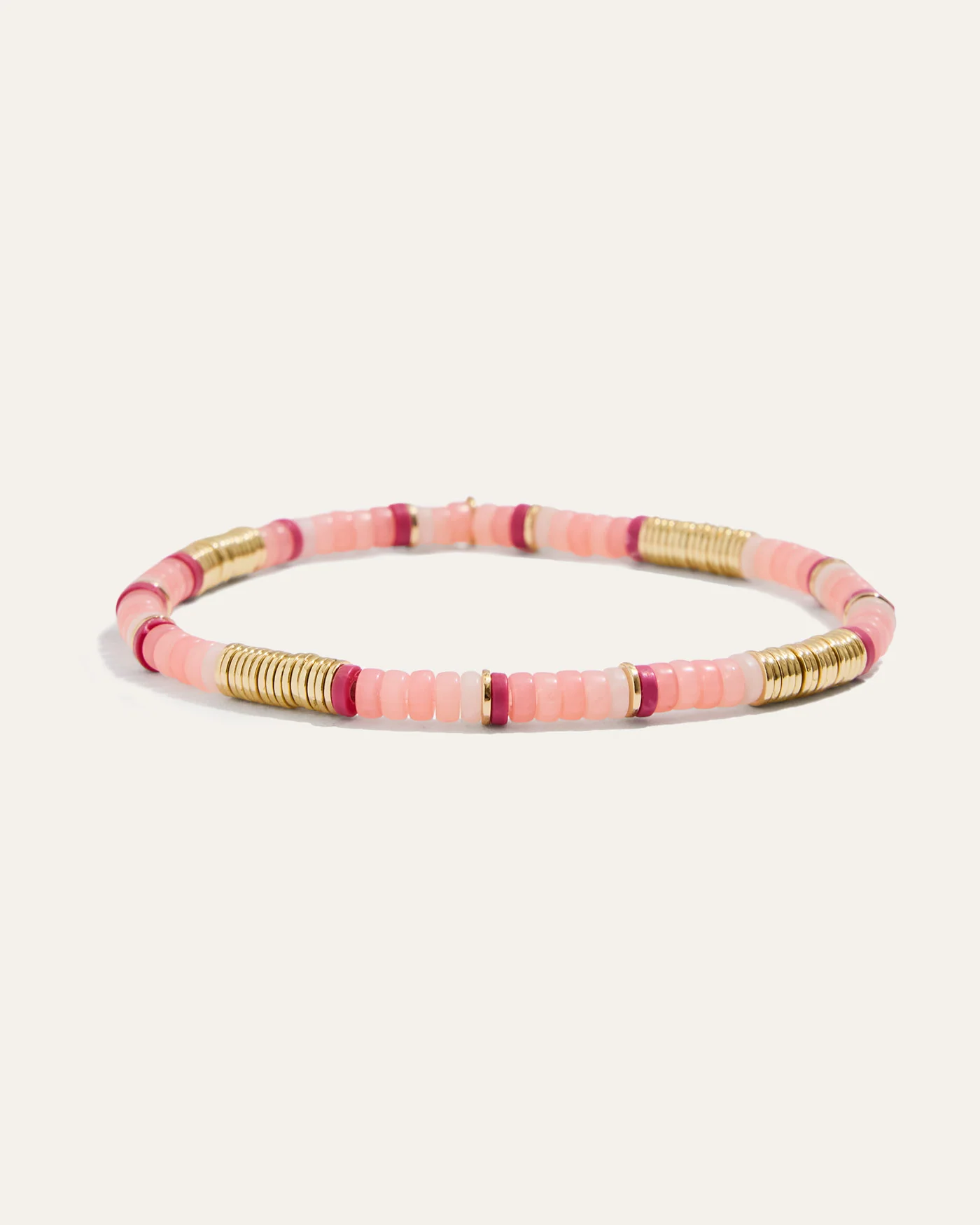 Boho Beaded Stretch Bracelets in Pink and Gold