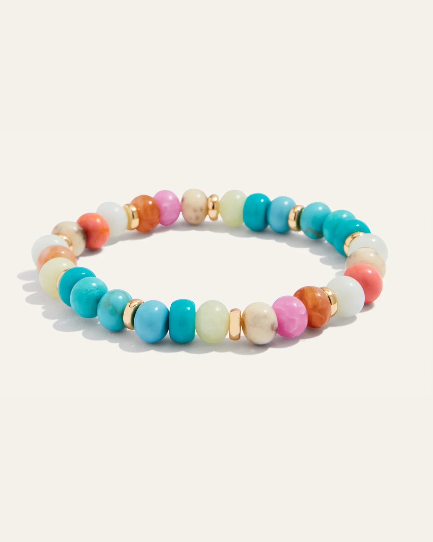 Pastellfarbenes Candy-Stretcharmband aus Perlen mit Halbedelsteinen