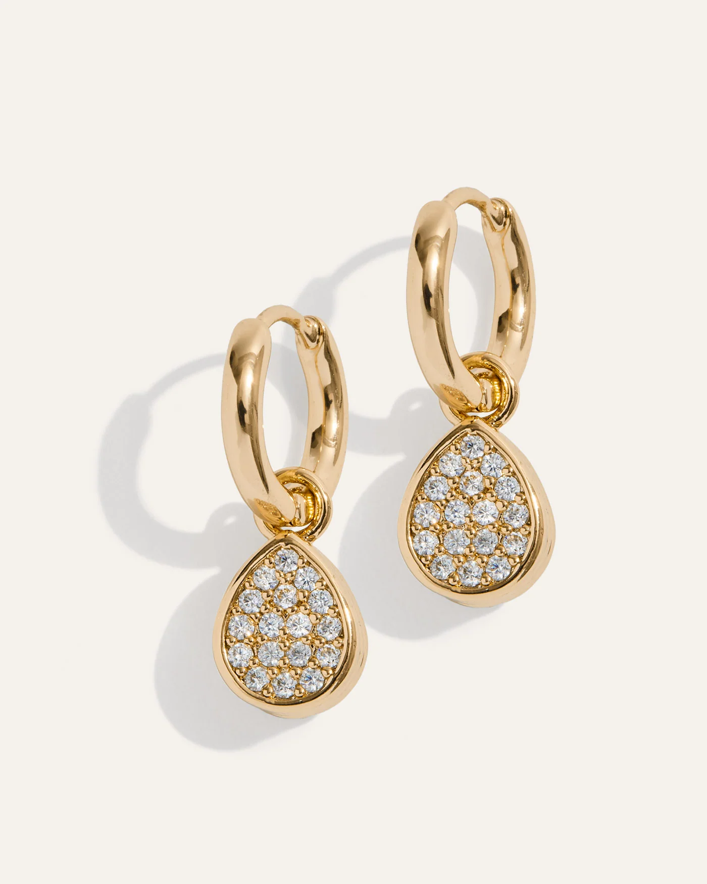 Elisa Reversible Huggie Hoop Earrings with Pear Charm