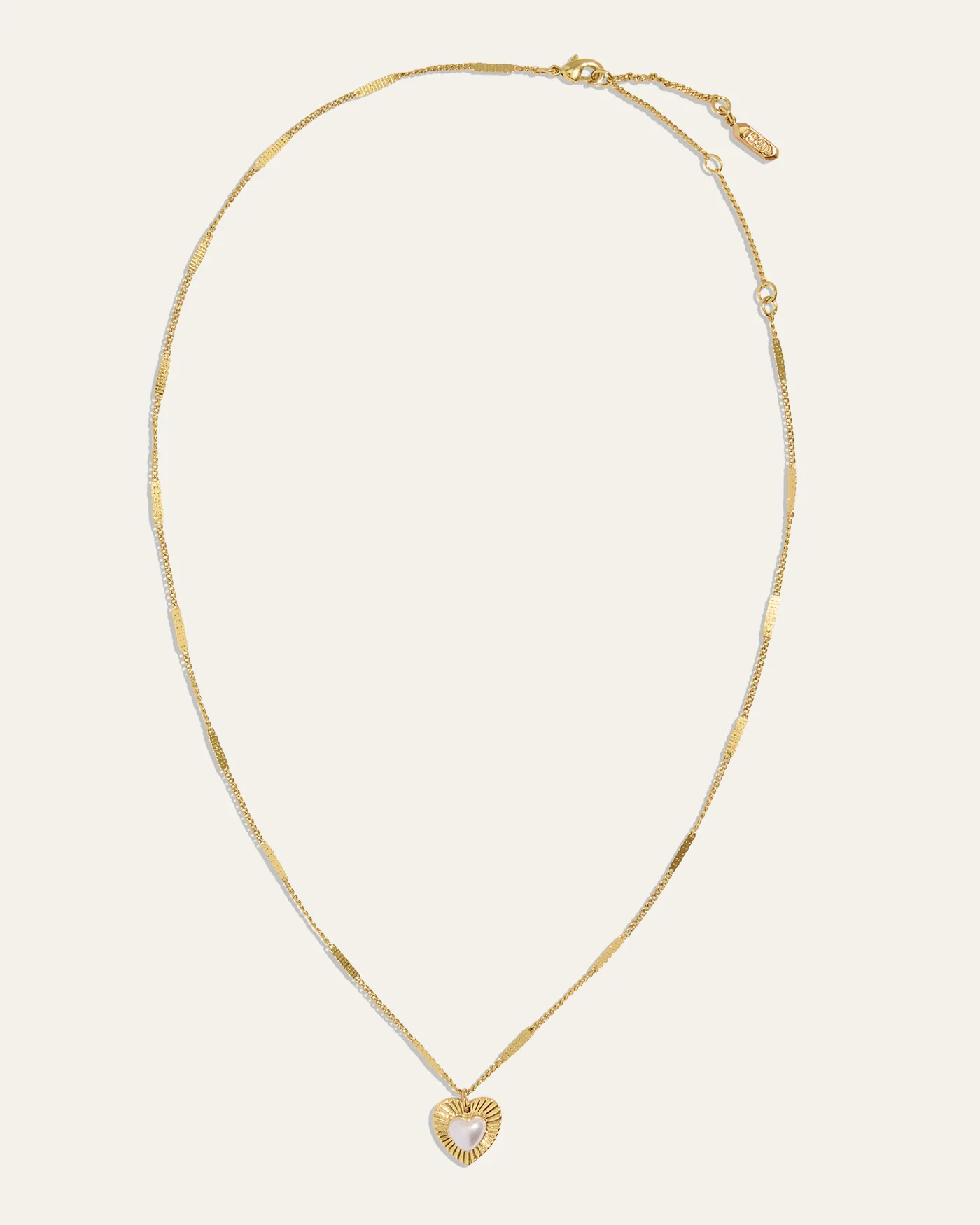 Pearl Mini Vintage Heart Necklace in Gold-Dipped Brass