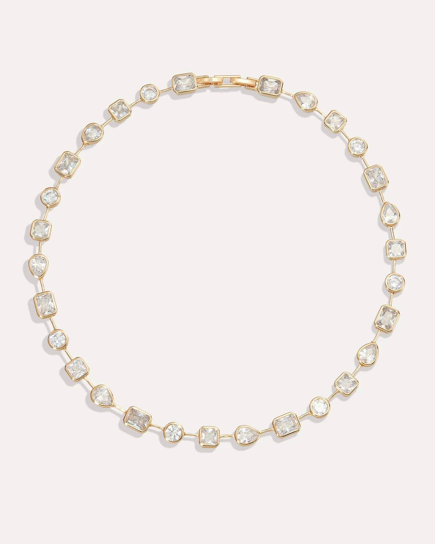 Naomie Tennis Necklace in 12k Gold-Plated Brass with Mixed Cut Stones