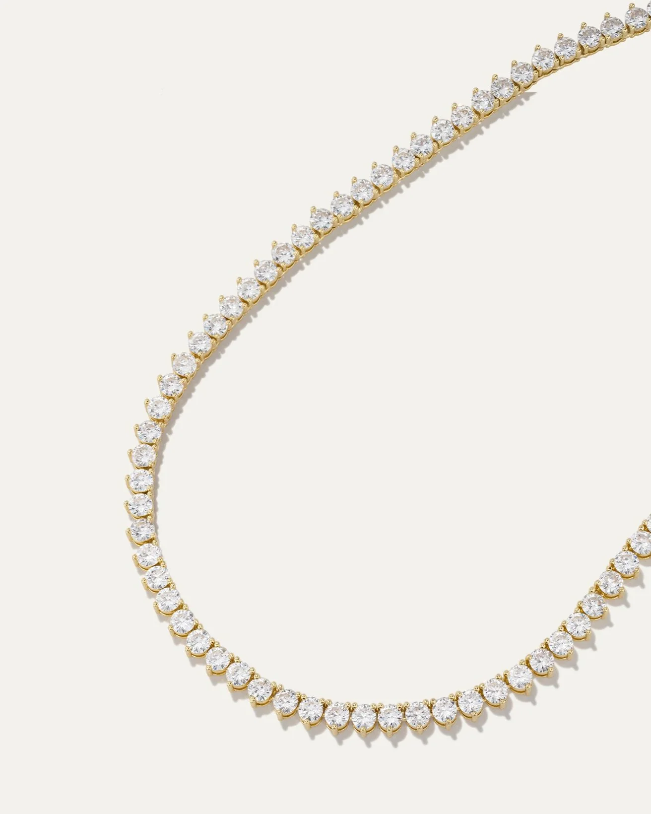 Adjustable Simulated Diamond Tennis Necklace in 12K Gold or Rhodium