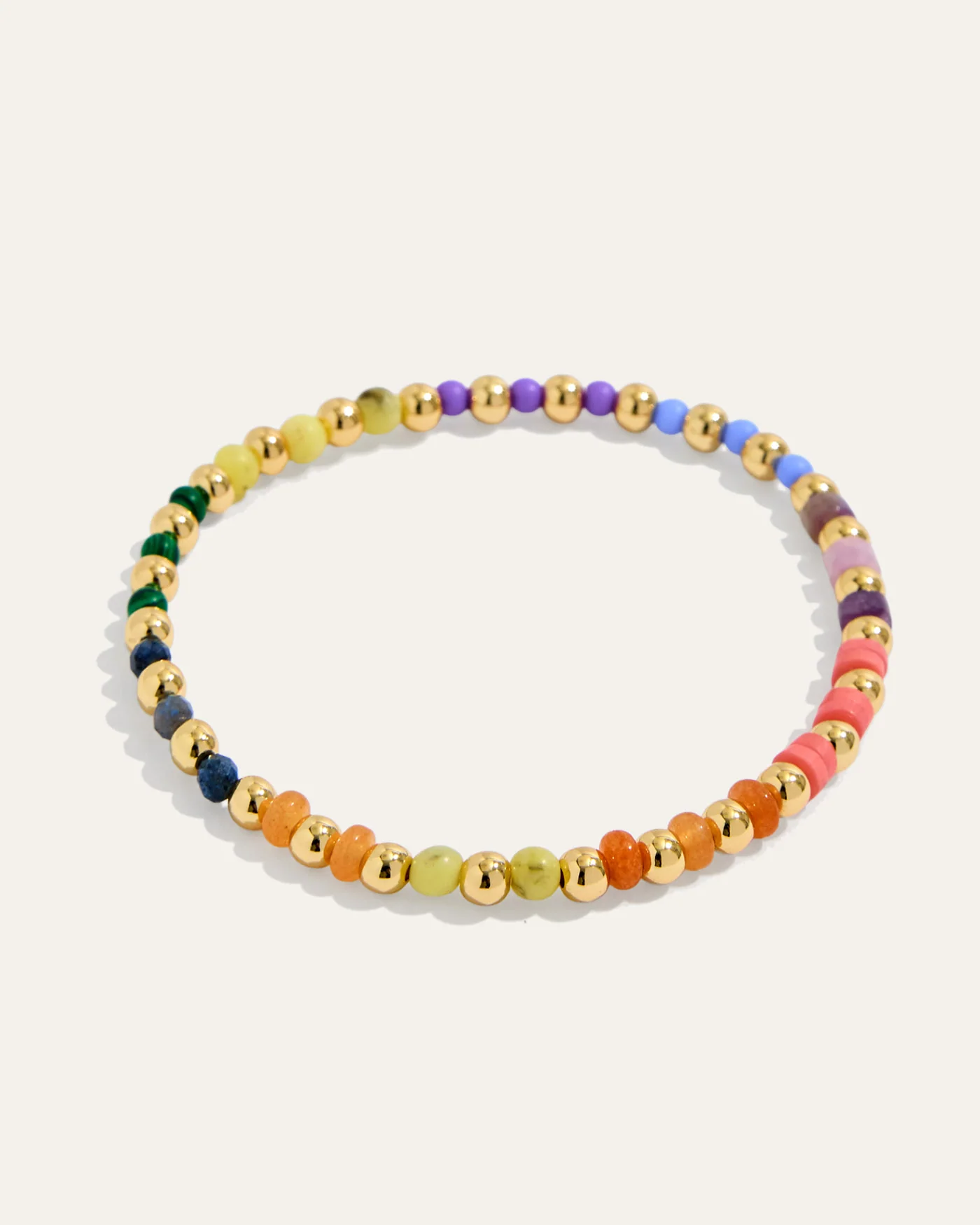 Kate Gemstone Stretch Bracelet in Rainbow Multi Beads