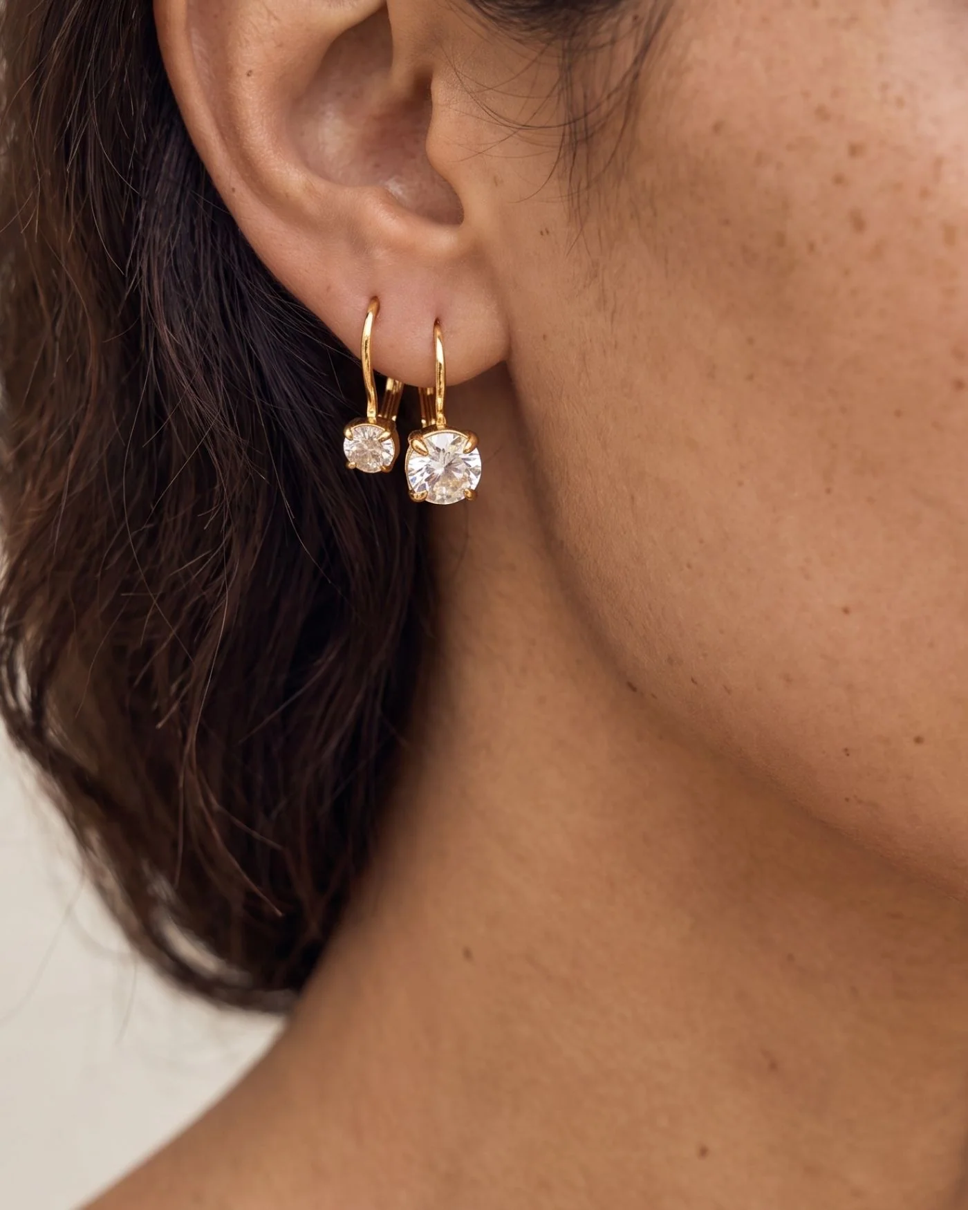 Diamond Fringe Earring Set with Two Pairs of Simulated Diamond Studs