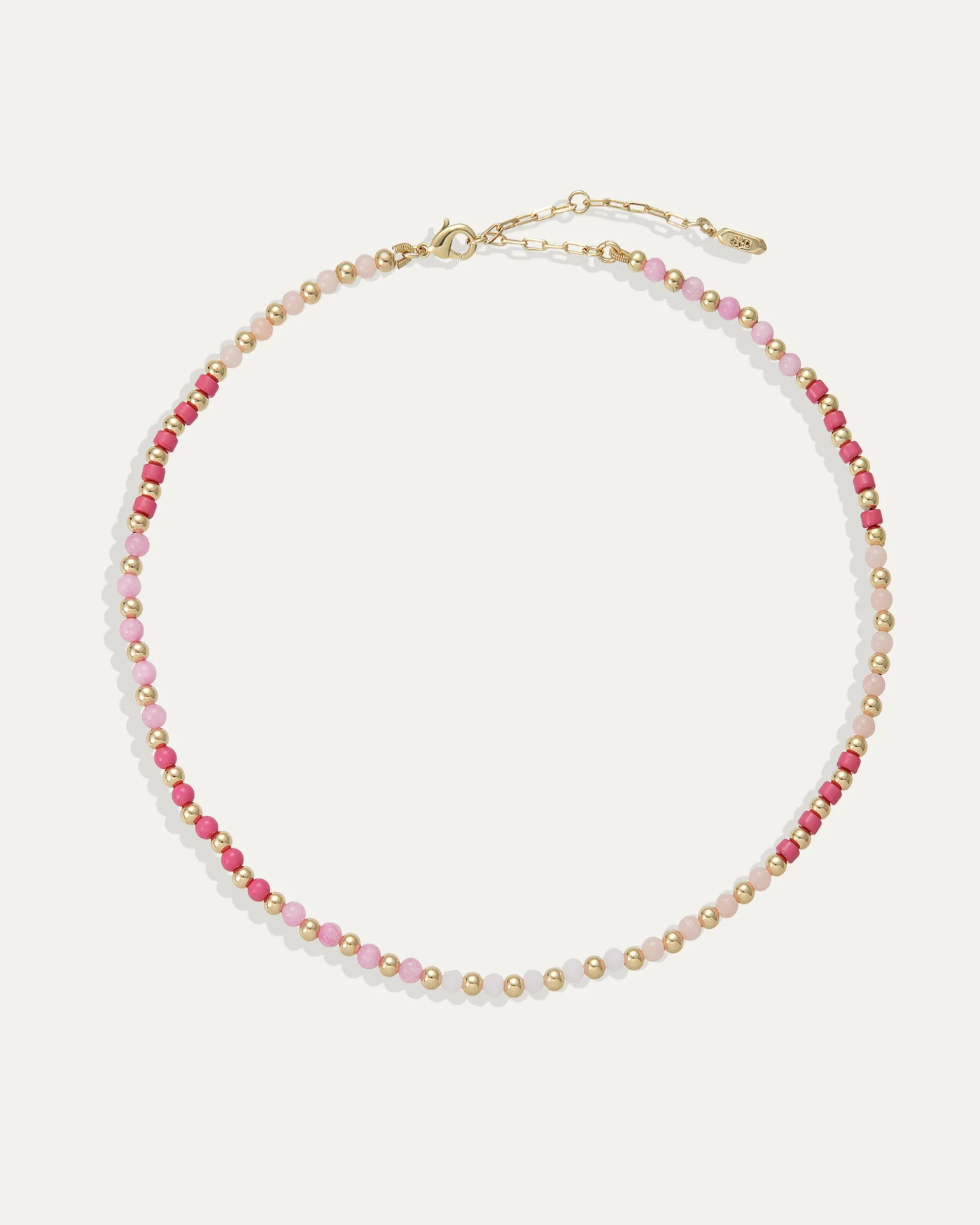 Kate Gemstone Necklace in Pink with Semi-Precious and Glass Beads